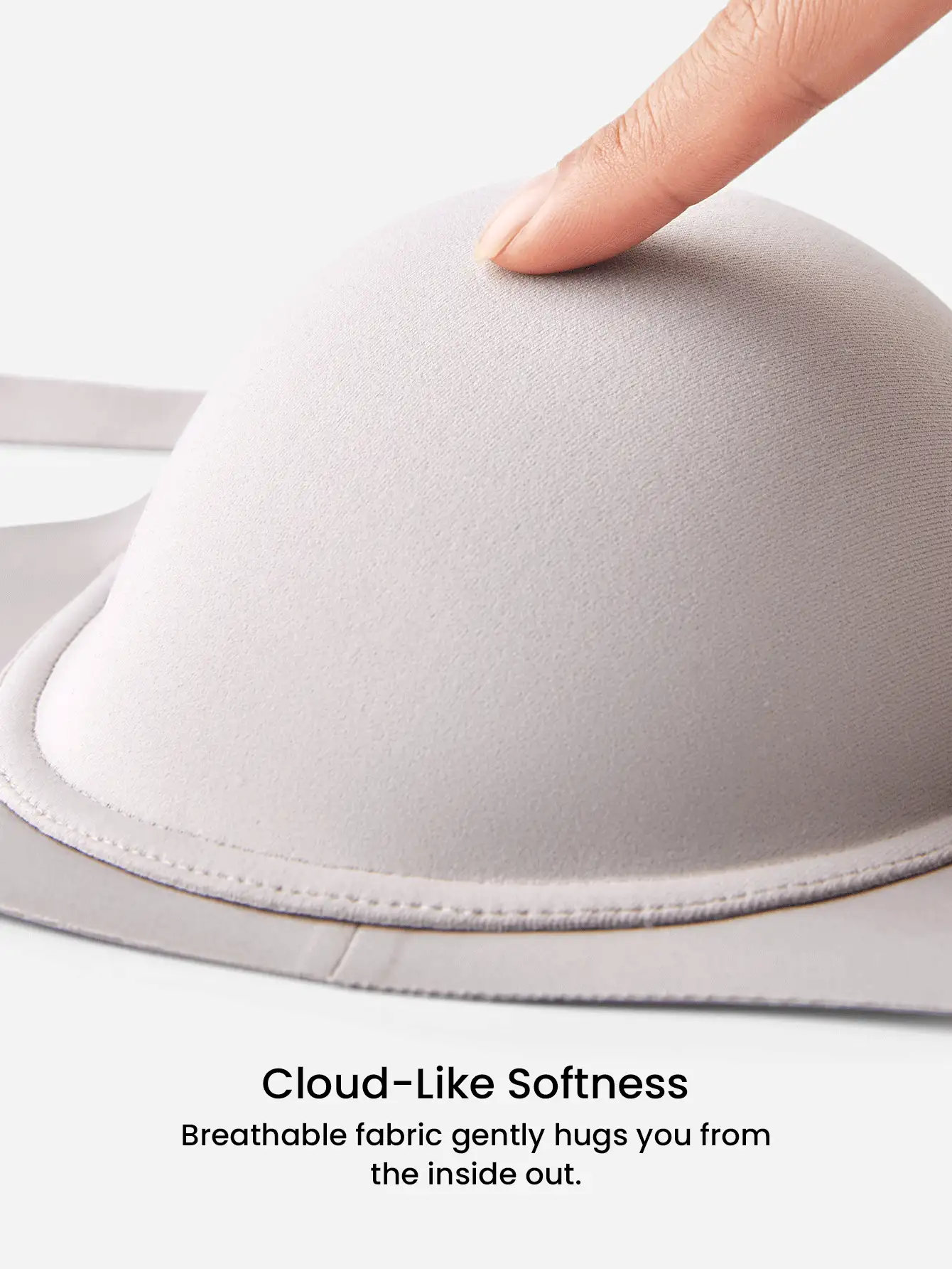 LUVLETTE 梦幻曲线支撑+侧支撑灰色钢圈聚拢T恤基础舒适无痕必备文胸 - 灰色 - 查看 2