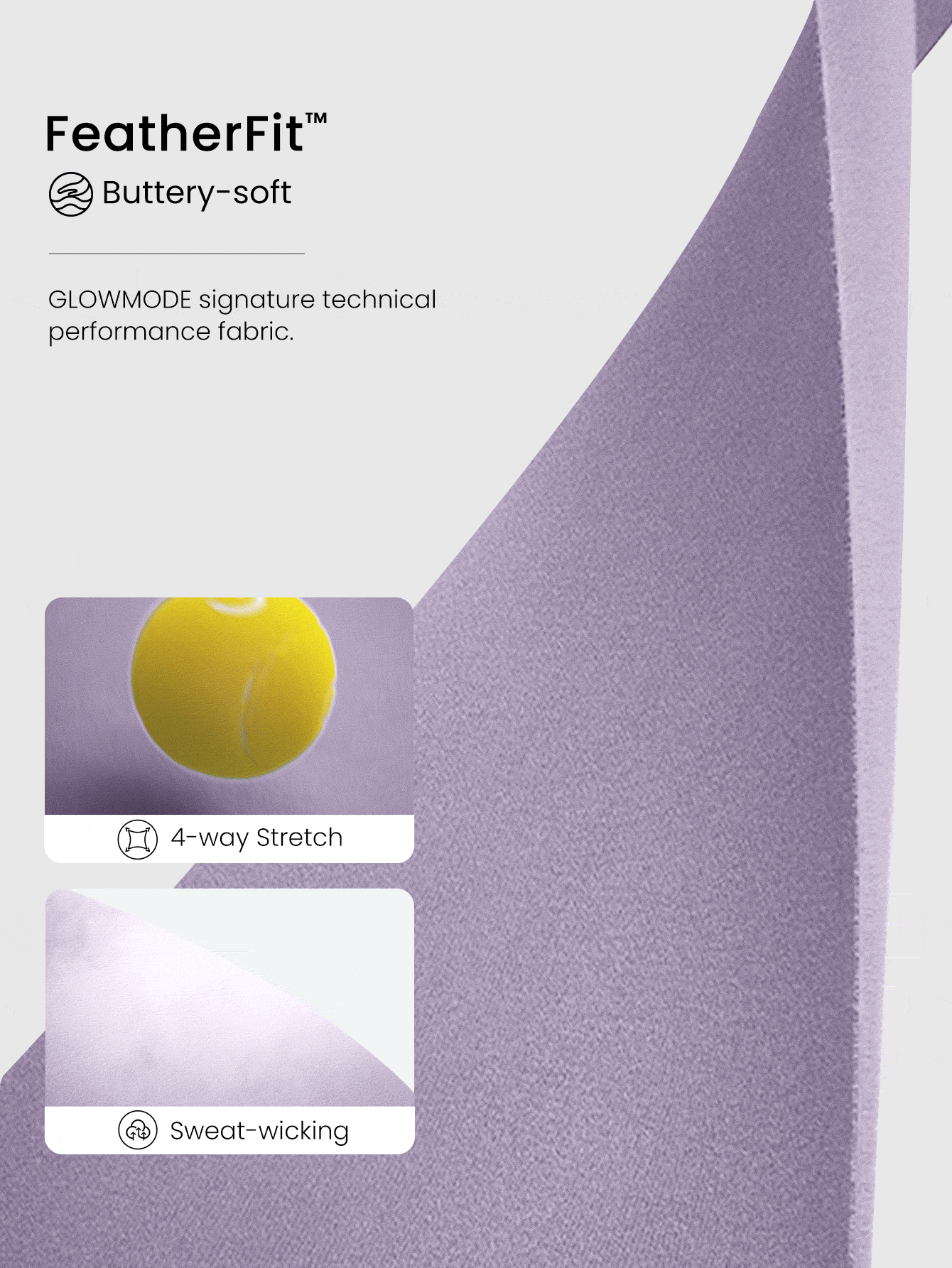 GLOWMODE FeatherFit™ Lovely Day Buttery-Soft Sweat-Wicking Adjustable Straps Removable Cups Ruched Sports Bra Low Impact Yoga Studio Daily Wear - Purple - View 5