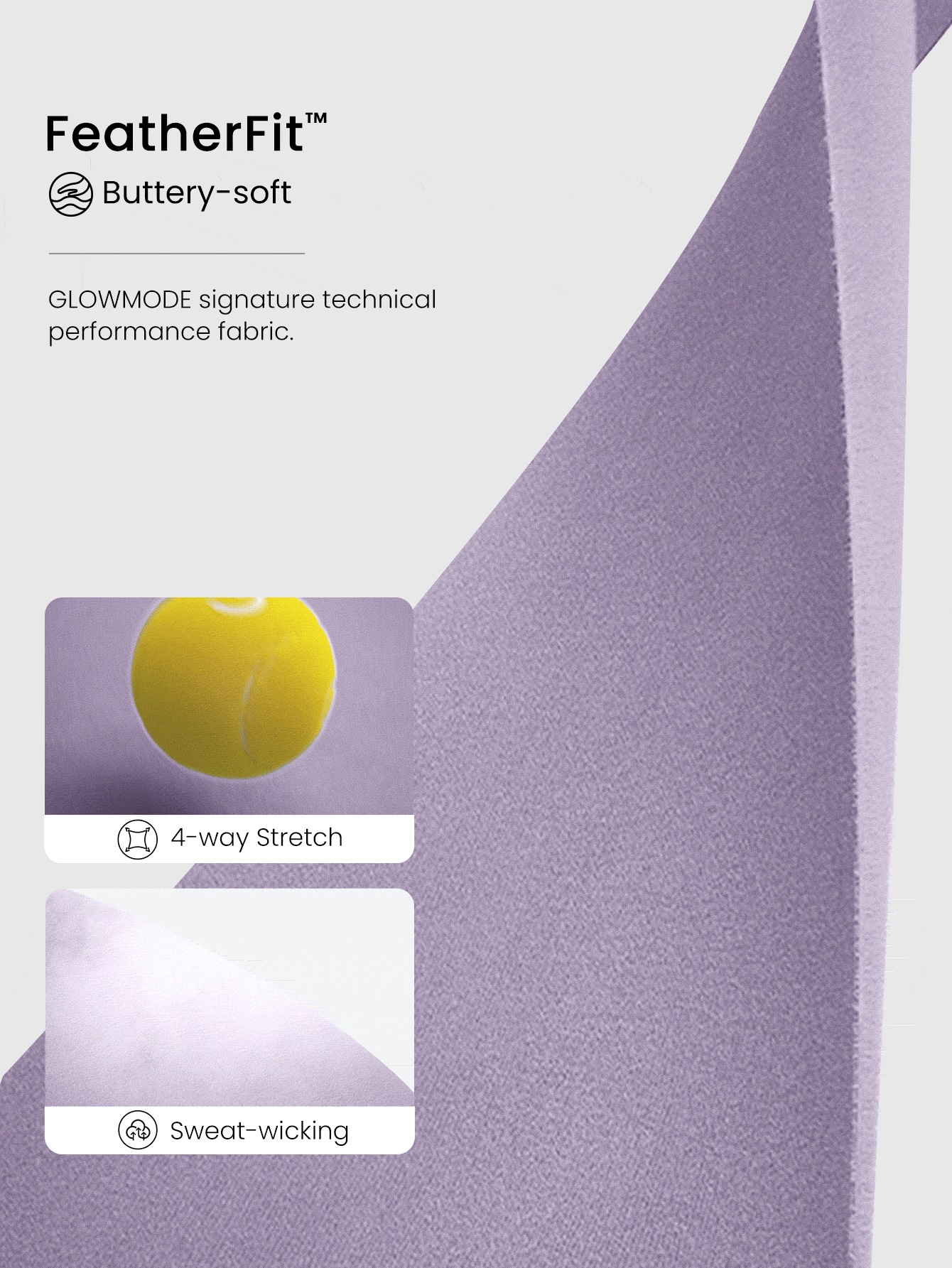 GLOWMODE 情人节系列 24 英寸 FeatherFit™ Easy Love 丝滑柔软吸汗弹力褶皱紧身裤，适合低强度瑜伽、健身房、日常运动穿着 - 紫色 - 查看 5