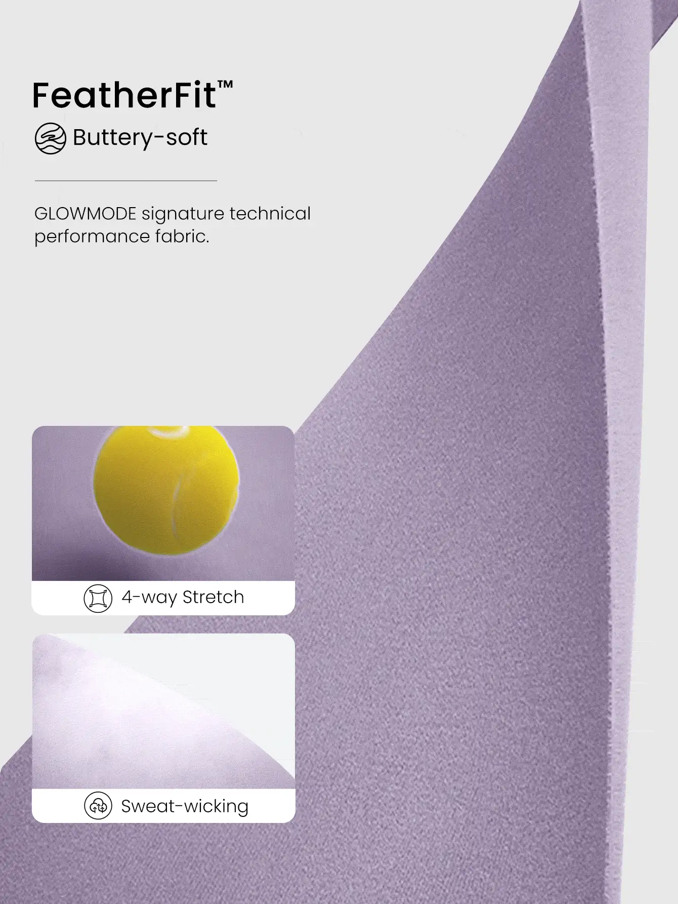 GLOWMODE Collection 24" FeatherFit™ Easy Love Buttery-Soft Sweat-Wicking Stretchy Pleated Leggings Low Impact Yoga Pilates Studio Gym Daily Active Wear - Purple - View 5