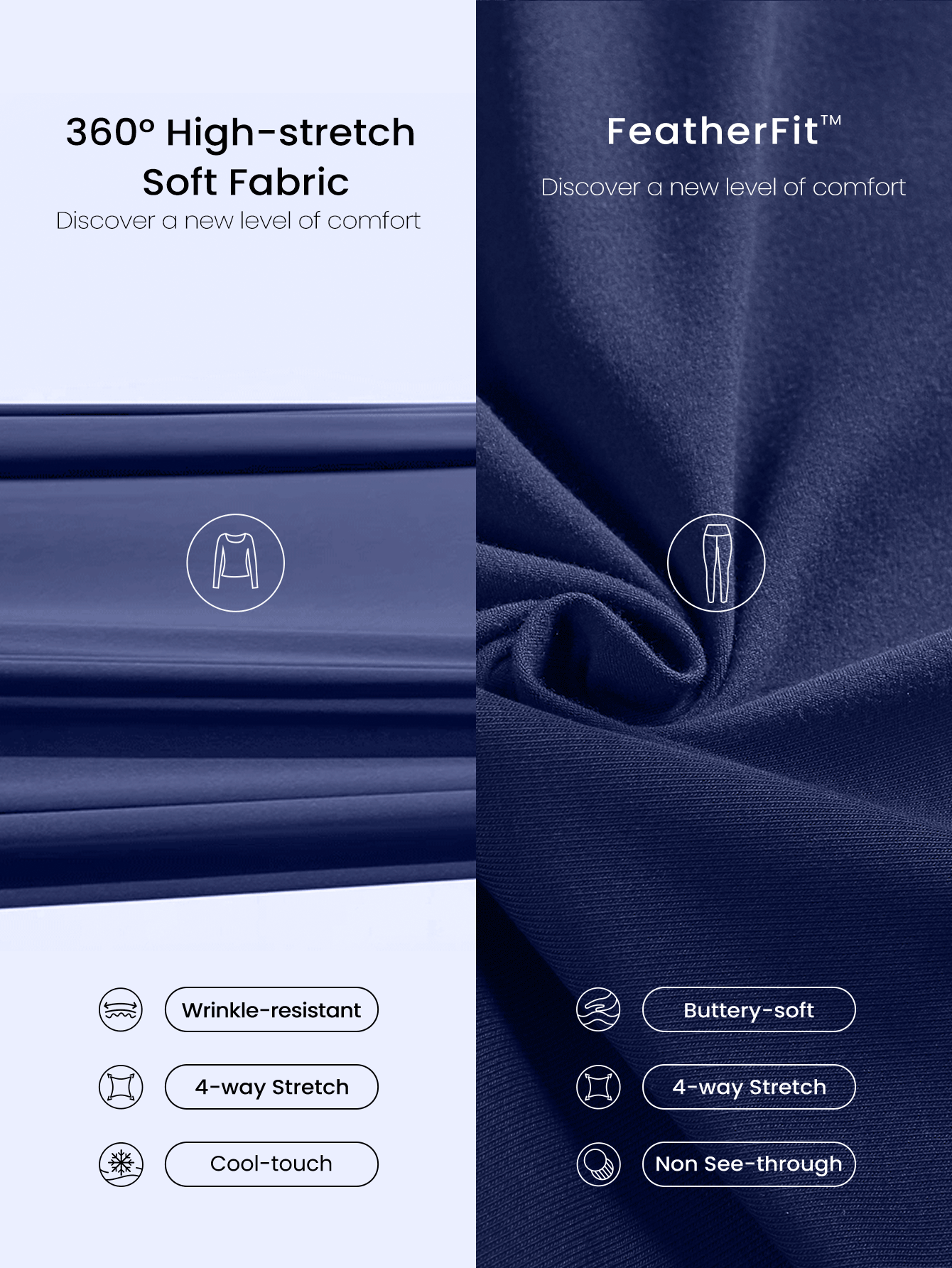 GLOWMODE 情人节每日闪耀超柔软轻盈弹力短袖圆领露脐上衣和 FeatherFit™ 紧身裤套装，低强度日常休闲街头服饰 - Dark Blue - 查看 7