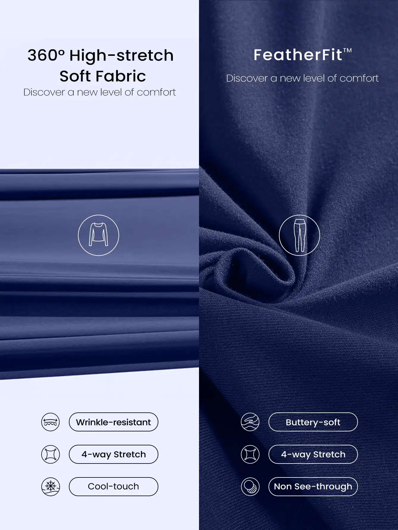 GLOWMODE 情人节每日闪耀超柔软轻盈弹力短袖圆领露脐上衣和 FeatherFit™ 紧身裤套装，低强度日常休闲街头服饰 - Dark Blue - 查看 7