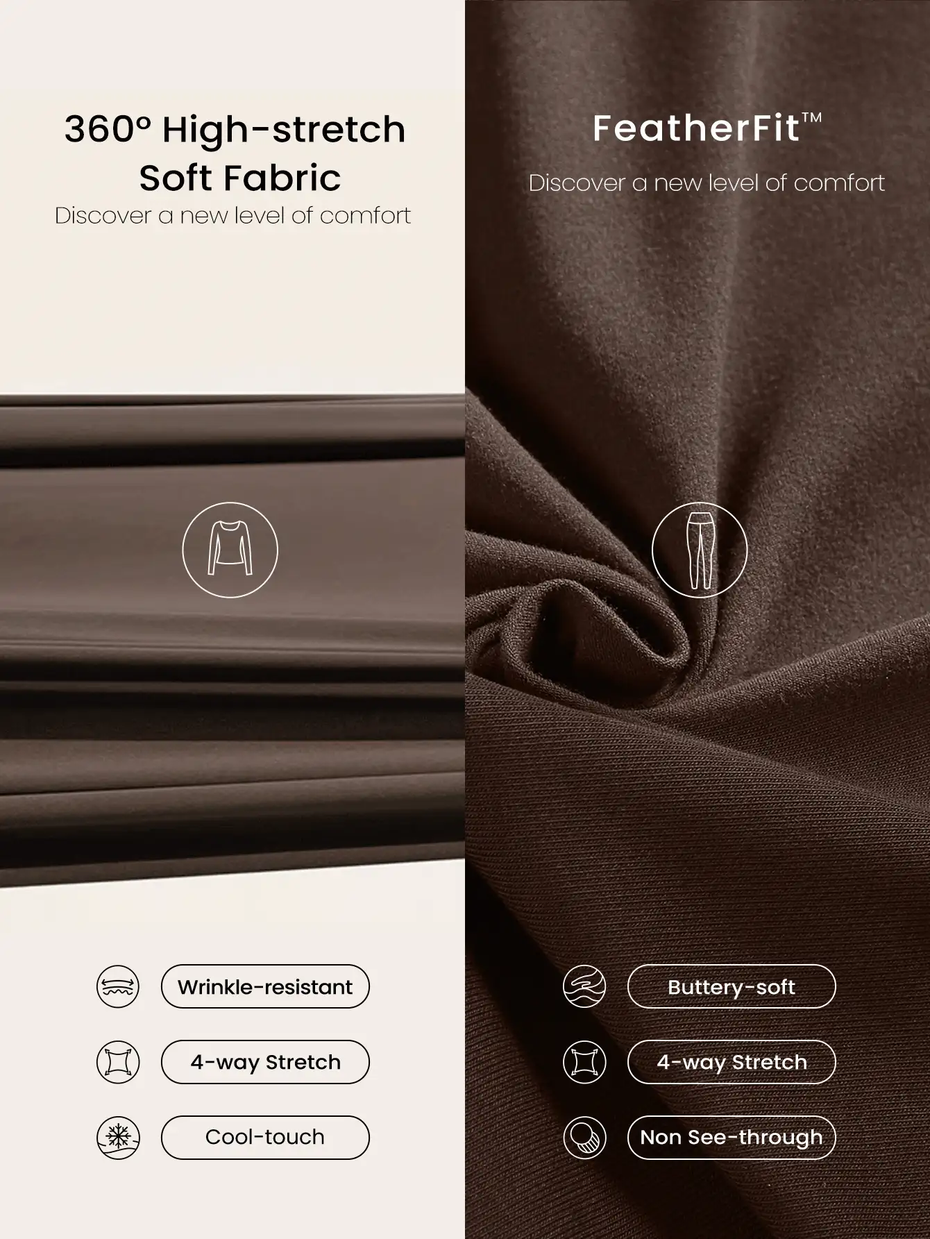 GLOWMODE Valentine's Day Everyday Glow Ultra-Soft Lightweight Stretchy Short-Sleeve Crew Neck Crop Top & FeatherFit™ Leggings Set Low Impact Daily Casual Street Wear - Brown - View 7