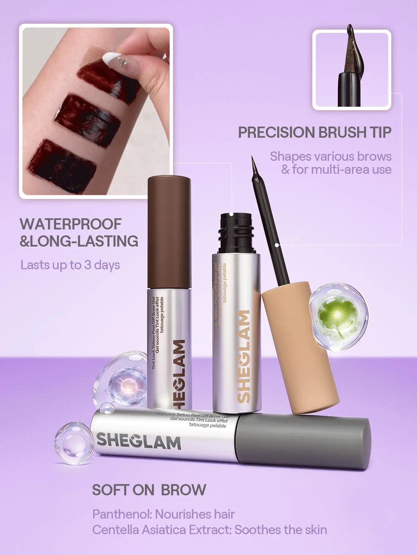 SHEGLAM Tint Lock Tattoo Peel Off Brow Gel-Chocolate Brand Beauty Makeup Face Paint Cosmetic For Women Girls Perfect For Spring Summer Ideal For Y2K Fancy Fashion Suitable For Birthday Mother'S Day Gift Rave Party Ready Best Color - Chocolate - View 6