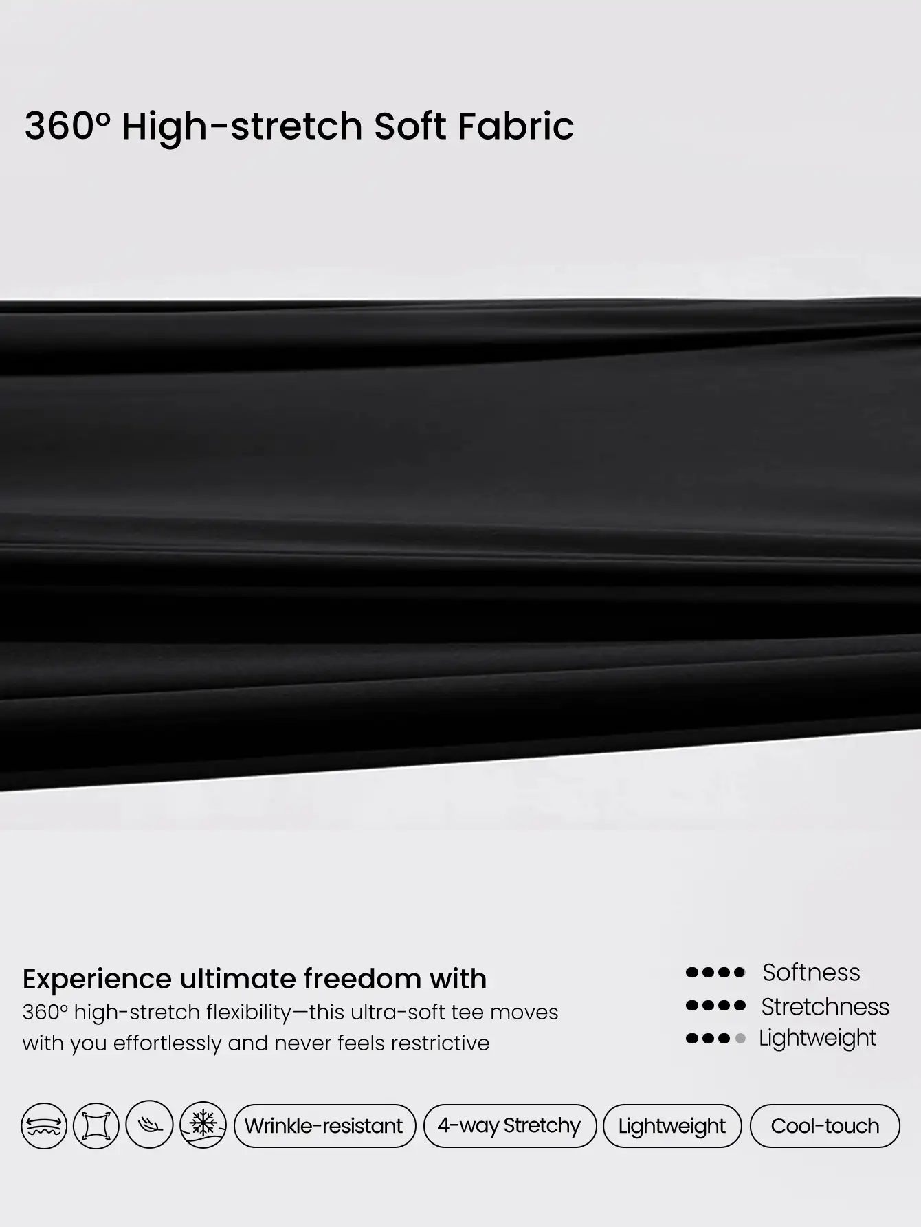 GLOWMODE Glow Era 柔软弹力圆领修身短袖运动T恤，适合低强度瑜伽、普拉提、健身房、日常休闲穿着 - 黑色 - 查看 5