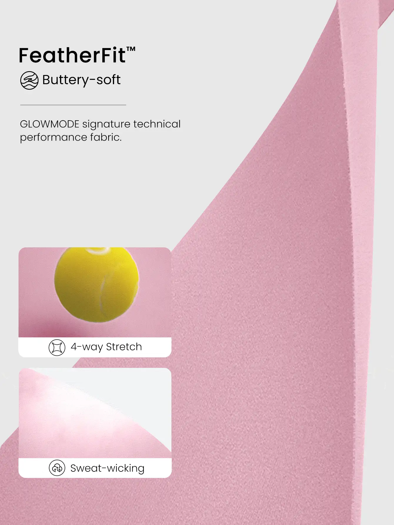 GLOWMODE 24" FeatherFit™ Workout Lover Buttery-Soft Sweat-Wicking Contrasting Seam Tummy Control Booty-Lifting Leggings Low Impact Yoga Pilates Studio Gym Daily Active Casual Wear - Pink - View 7