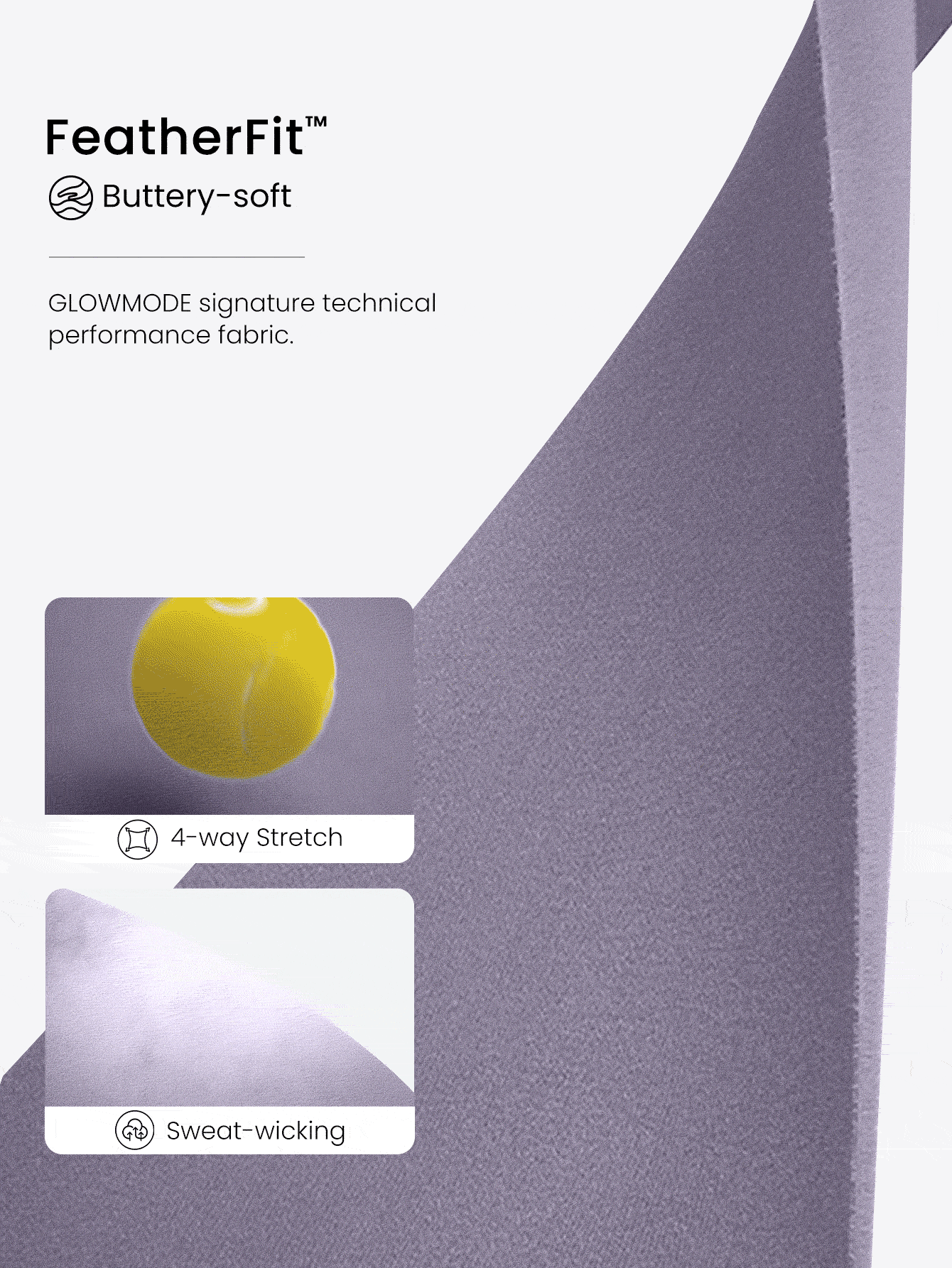 GLOWMODE 24英寸 FeatherFit™ City Steps 柔软吸汗可调节抽绳腰带露臀设计无前缝紧身裤，适合低强度瑜伽、日常运动穿着 - 紫色 - 查看 5