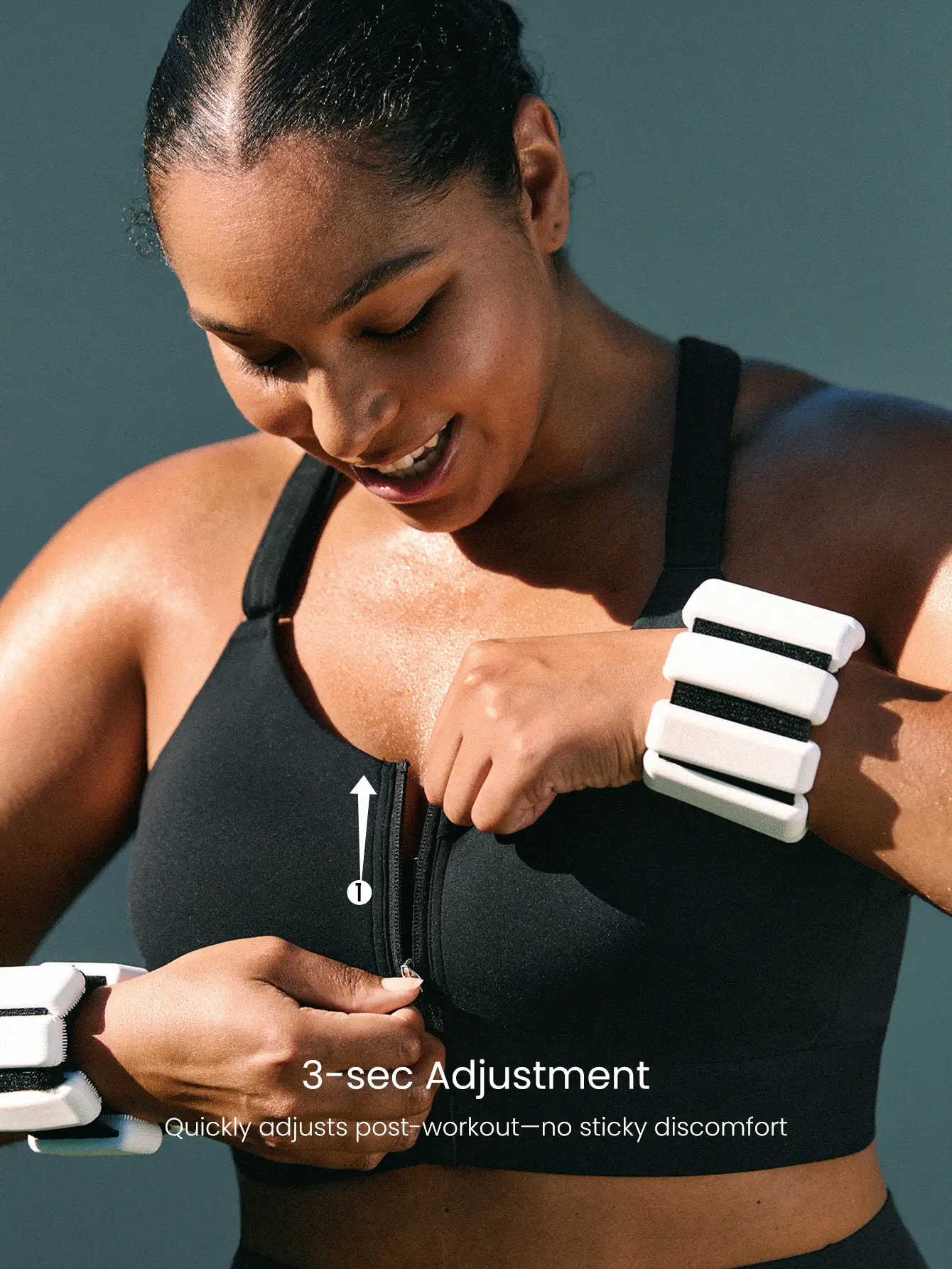 GLOWMODE Plus Size OptiDry Gym Crusher Compressive Quick-Dry Built-In Cups Front Zipper Sports Bra Medium Impact Training Running Workout Gym Wear - Black - View 4