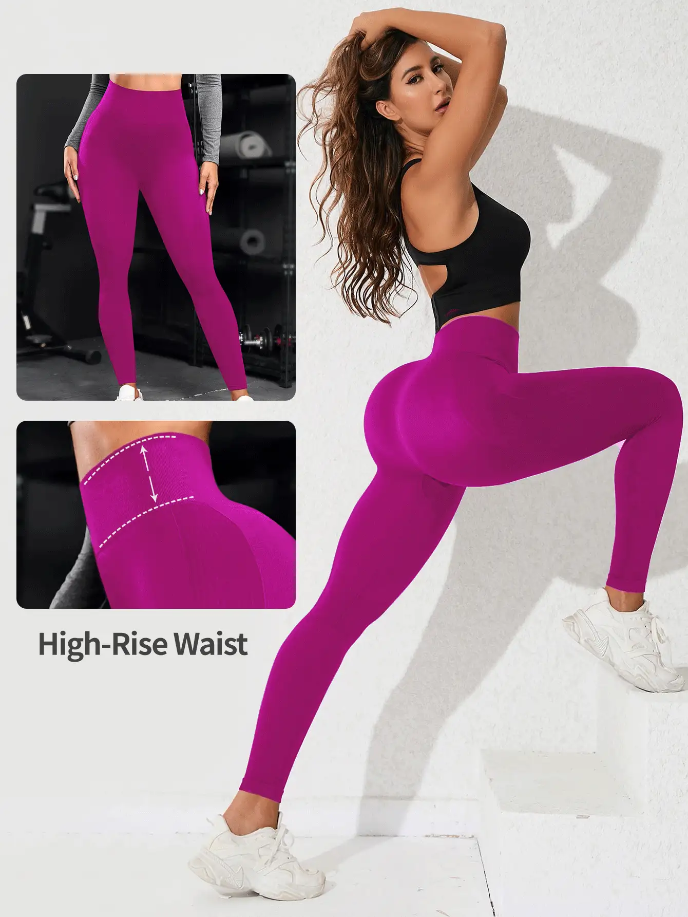 Core Rhythm Running Tights Seamless High Stretch Tummy Control Active Leggings For Chinese New Year Yoga Women Pants - Red Violet - View 2