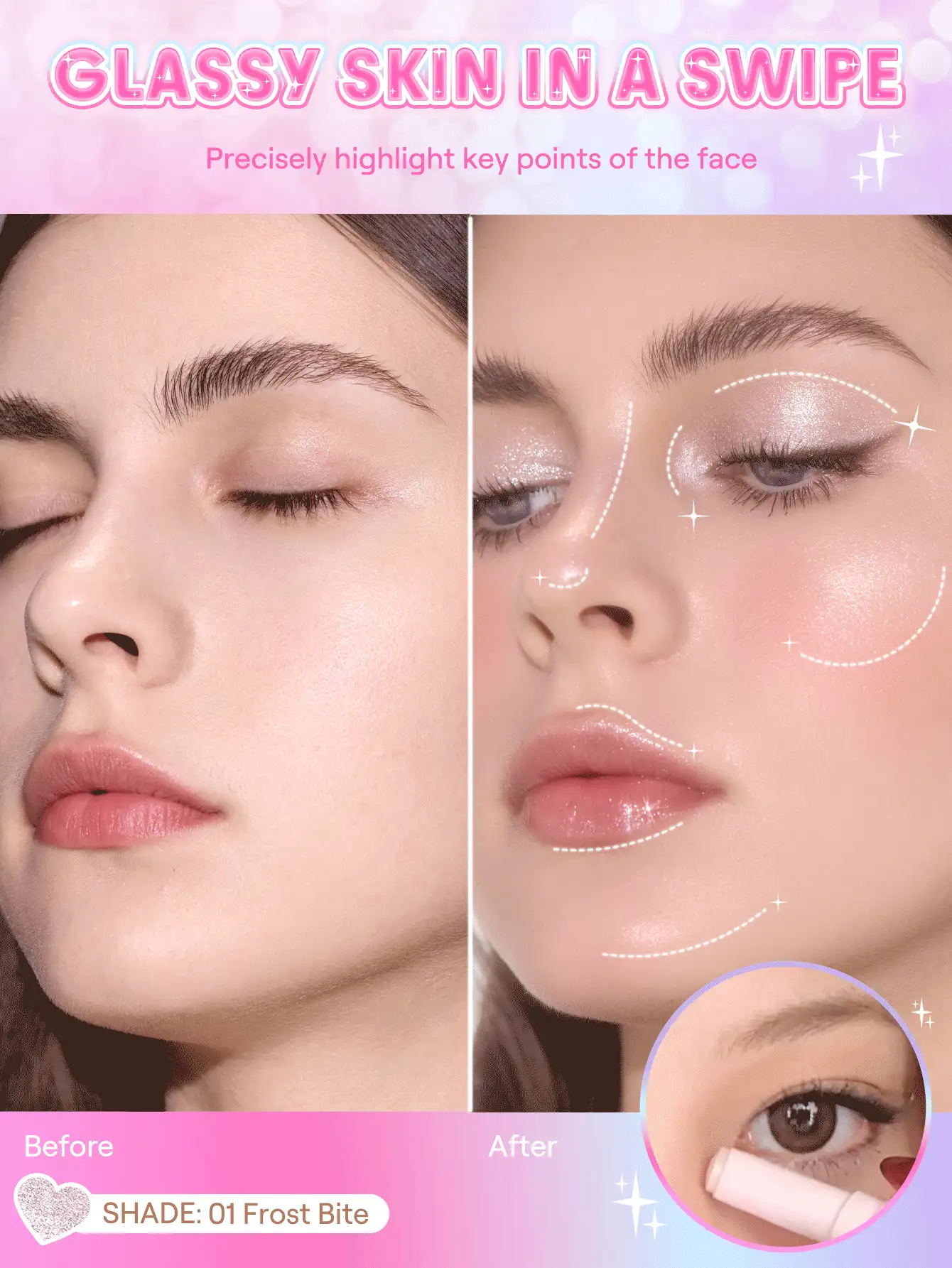 Crystal Jelly 亮片眼影棒-Frost Bite 品牌 美容 化妝 化妝品 適合女性與女孩 完美搭配夏季春季 Y2K 時尚 流行 生日 母親節禮物 假期 派對準備就緒 最佳顏色 - 01 Frost Bite - 查看 3