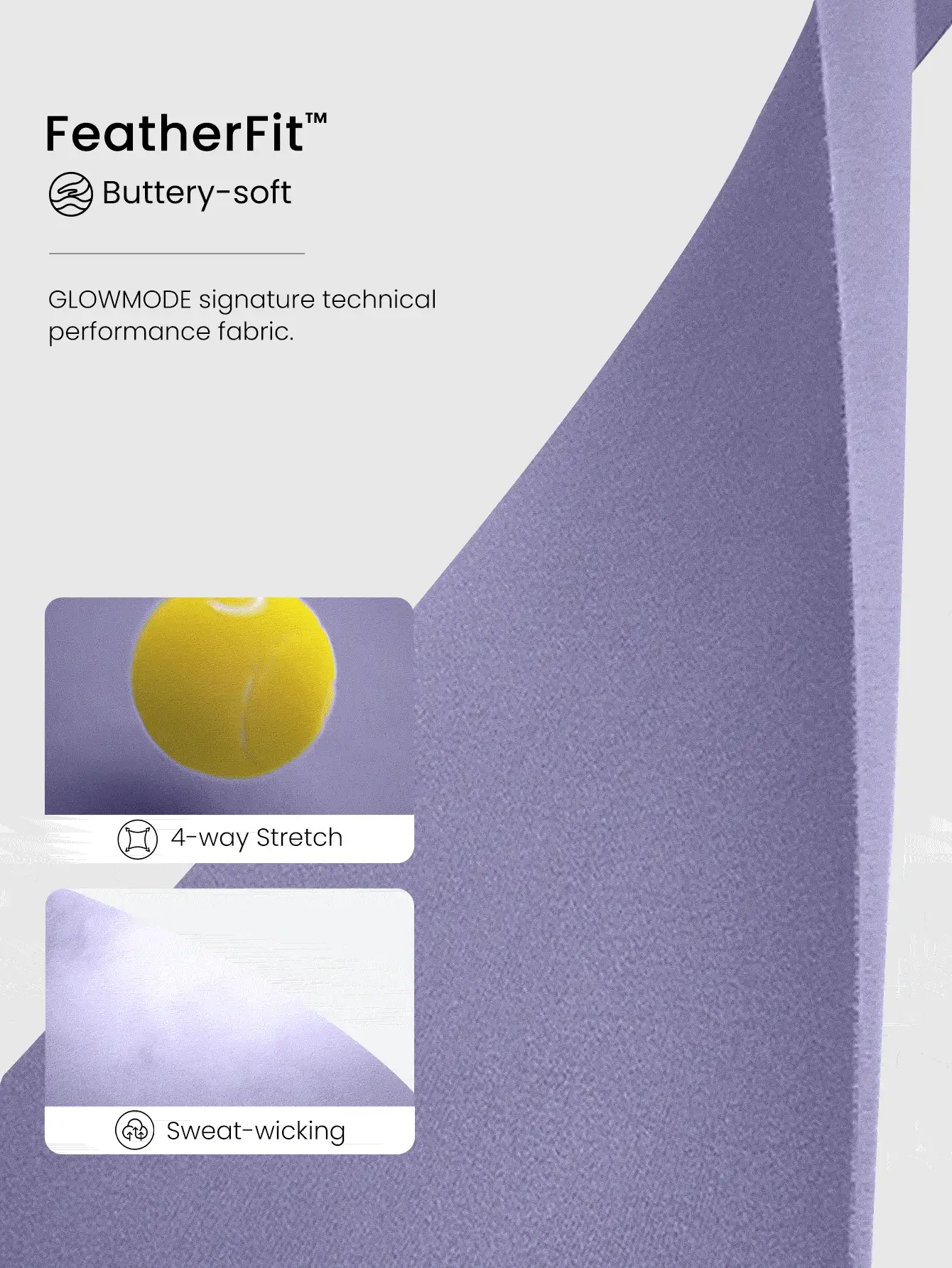 GLOWMODE FeatherFit™ U型背部镂空运动交叉背心，轻度支撑，适合低强度瑜伽日常穿着，秋冬季适用。 - 淡紫色 - 查看 4