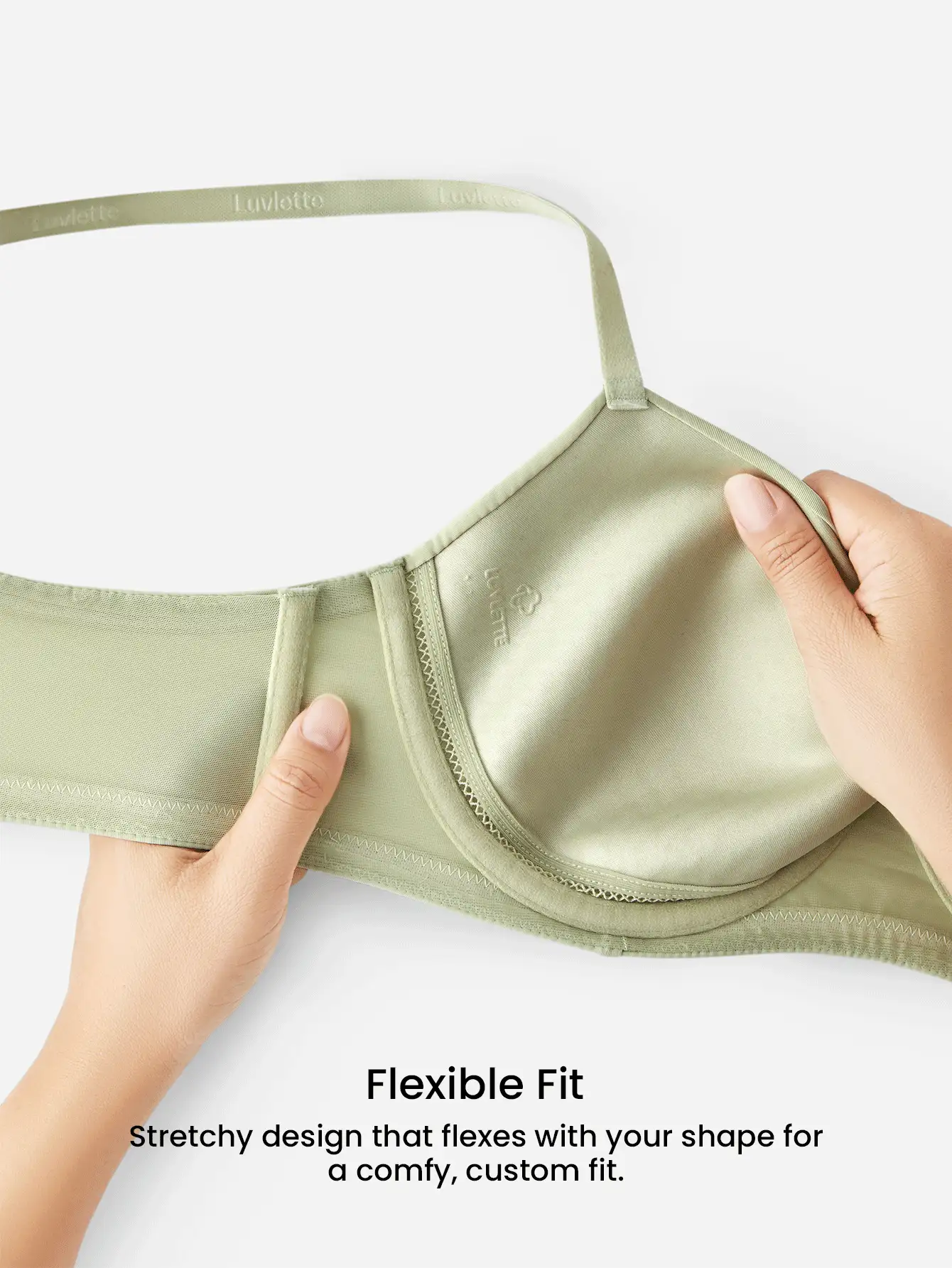 LUVLETTE Áo ngực Plus Dream Curve Support + Green Smooth Full Coverage Support T-Shirt Minimizer Bra Black Bra Flexi SizeFreedom Bra - Màu xanh Ô liu - Xem 7