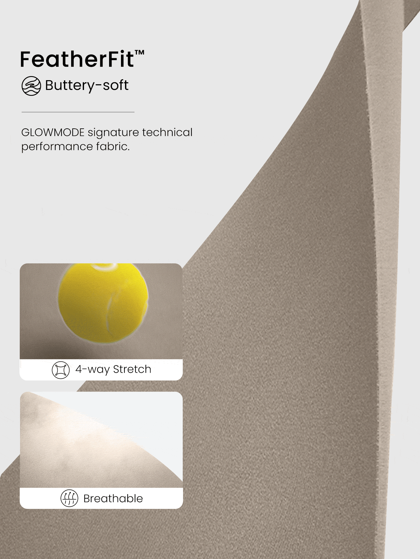 GLOWMODE 24" FeatherFit™ High-Rise Side Pocket Leggings Gym Fall Winter - Khaki - View 4