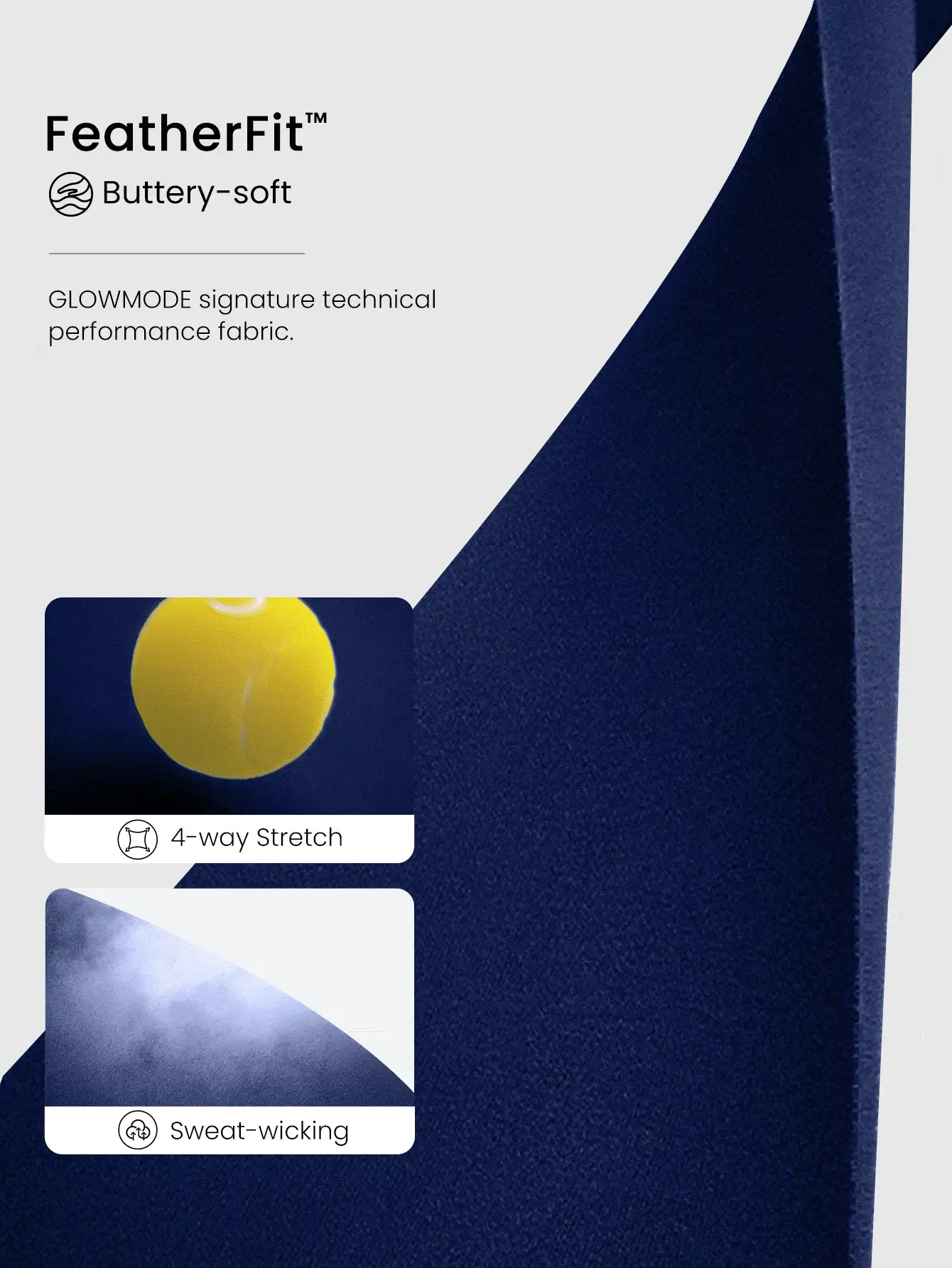 GLOWMODE FeatherFit™ Camiseta deportiva de ajuste ceñido con contrastes de color, tirantes cruzados, escote bajo, copas extraíbles, corta, para yoga, pilates, uso diario y casual en otoño e invierno - Dark Blue - Ver 5