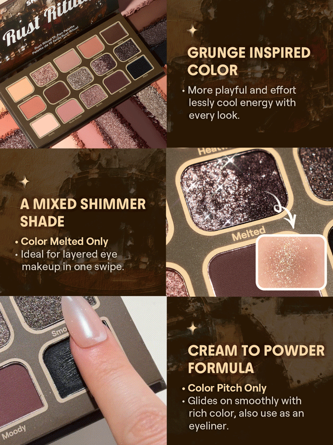 SHEGLAM Rust Ritual 15-Pan Palette Brand Beauty Makeup Face Paint Cosmetic For Women Girls Perfect For Winter Spring Ideal For Y2K Fancy Fashion Suitable For Birthday Valentine'S Day Gift Rave Party Ready Best Color - Rust Ritual - View 5