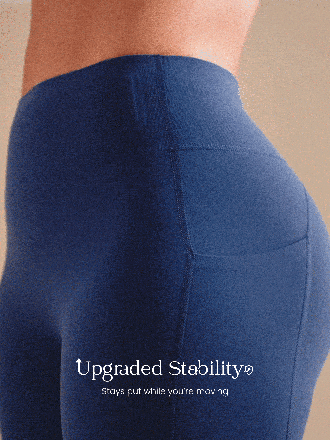 GLOWMODE 21" FeatherFit™-Sculpt Slay The Sweat Compressive Anti-Roll Tummy Control No Front Seam Side Pockets Leggings Training Running Workout Gym - Black - View 3