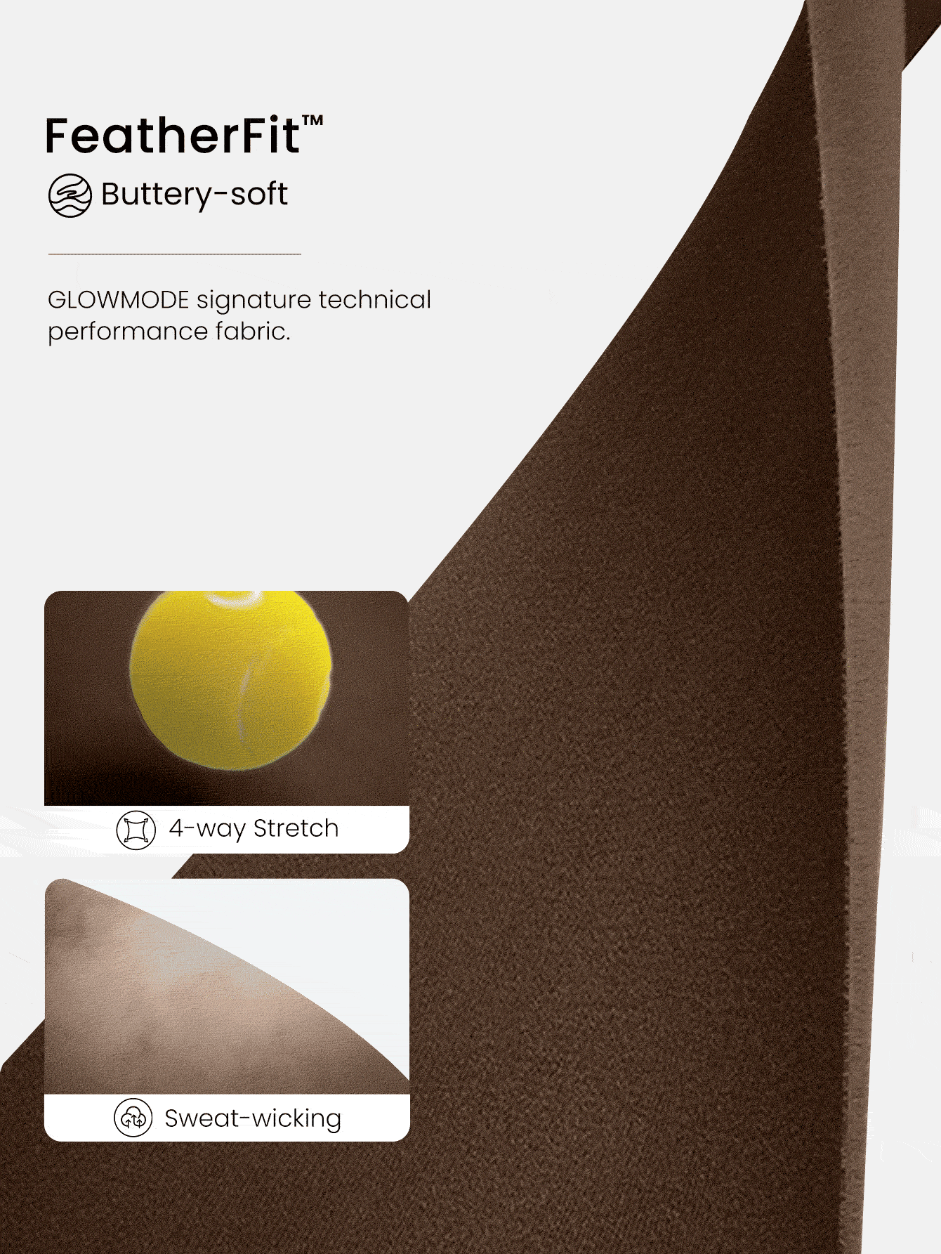 GLOWMODE 31英寸 FeatherFit™ Endorphin Glow 柔滑弹力吸汗斜插口袋低腰抽绳喇叭紧身裤，适合低冲击瑜伽、普拉提、日常运动穿着 - 棕色 - 查看 4
