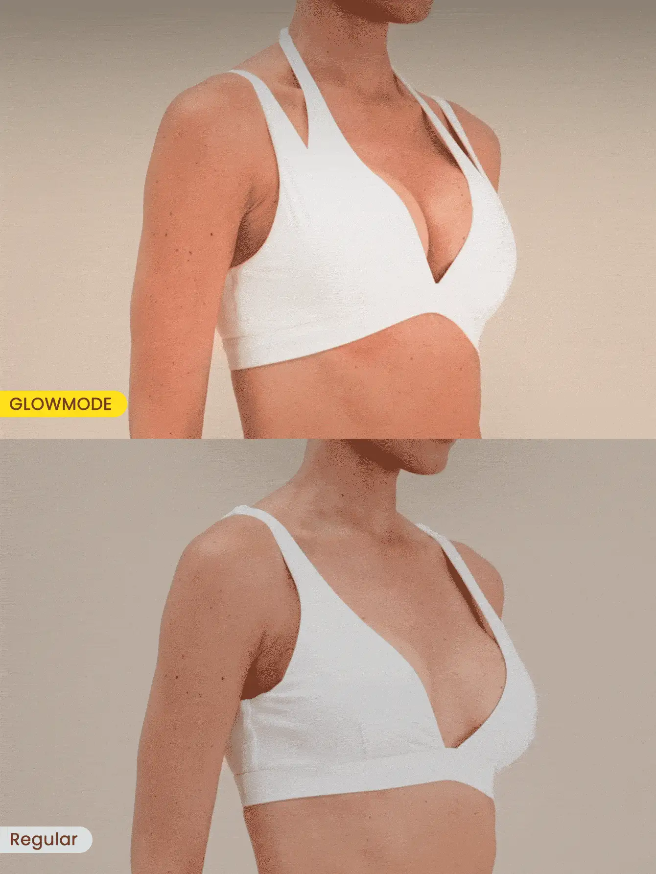 GLOWMODE FeatherFit™-Sculpt 双效柔滑弹力紧致可拆卸罩杯上托可调节挂脖式二合一运动文胸，适合中等强度训练、跑步、健身等运动。 - 白色 - 查看 2