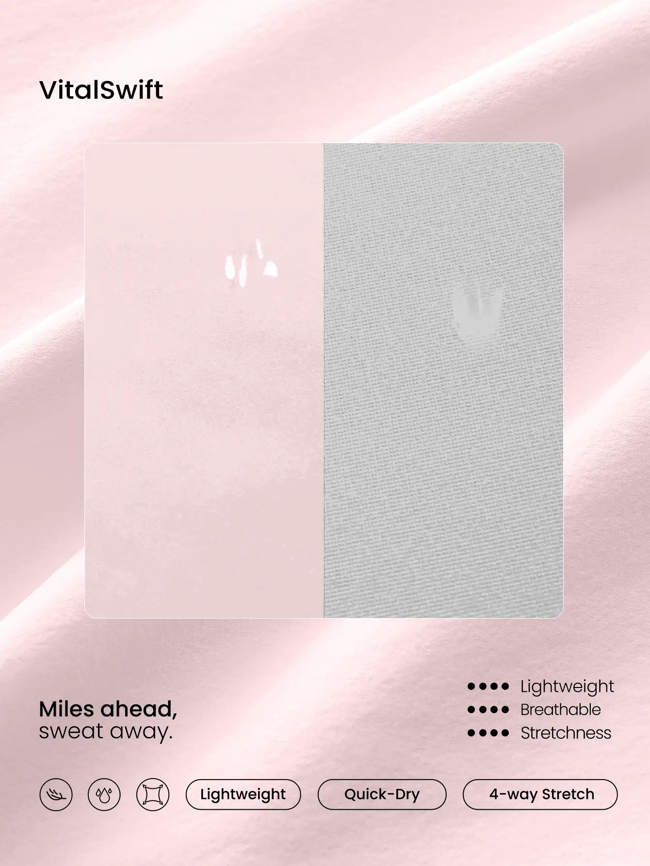 GLOWMODE 3'' VitalSwift Quick-Dry Set The Pace High Slit Adjustable Drawstring Waist Shorts With Built-In Shorts Side Pockets Non-Slip Grips Medium Impact Running Jogging Training Gym Workout - Pink - View 6