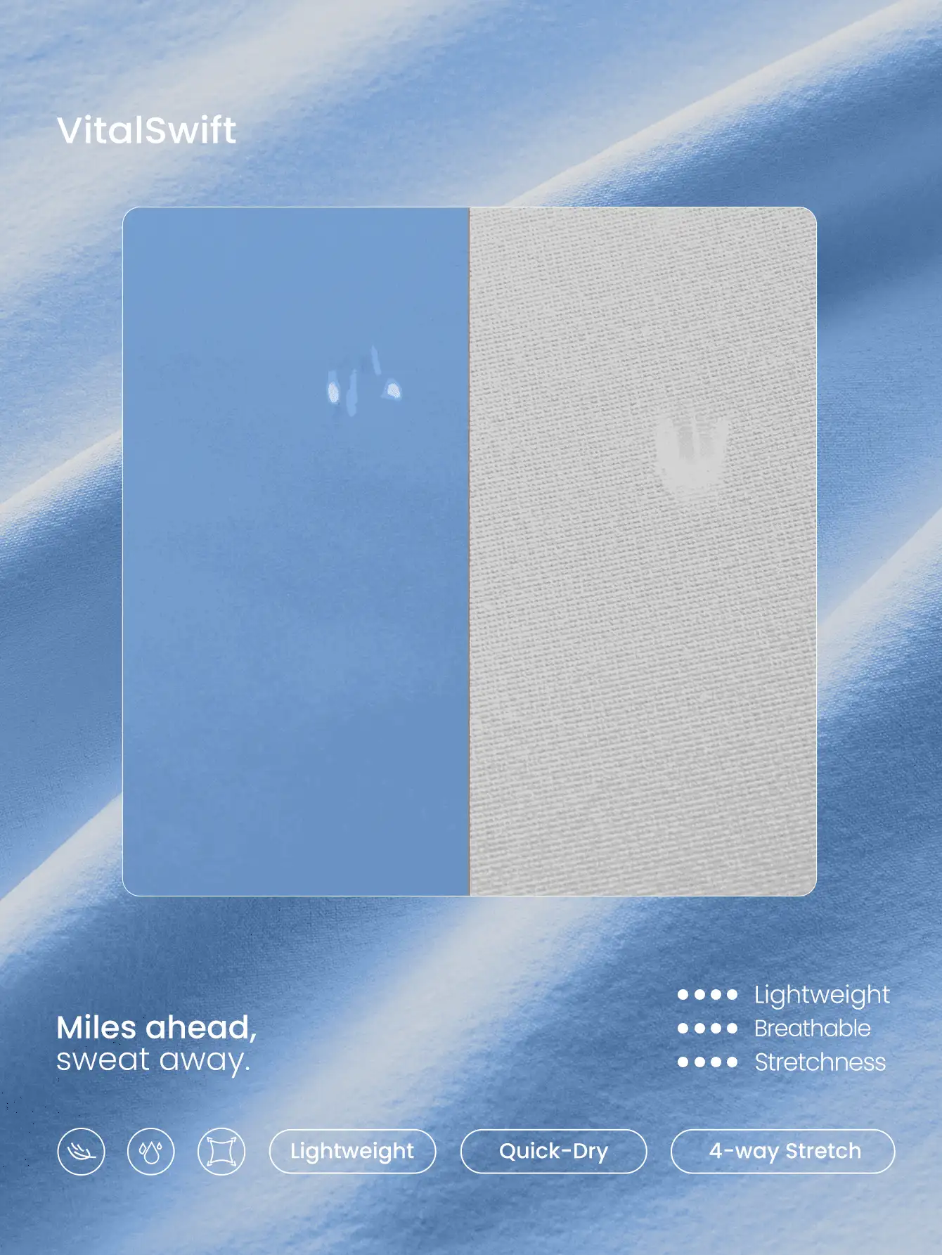 GLOWMODE 3" Pantalones cortos VitalSwift de secado rápido con abertura alta, cintura ajustable con cordón, bolsillos laterales incorporados, agarre antideslizante, de impacto medio, para correr, trotar, entrenar, gimnasio - Azul - Ver 6