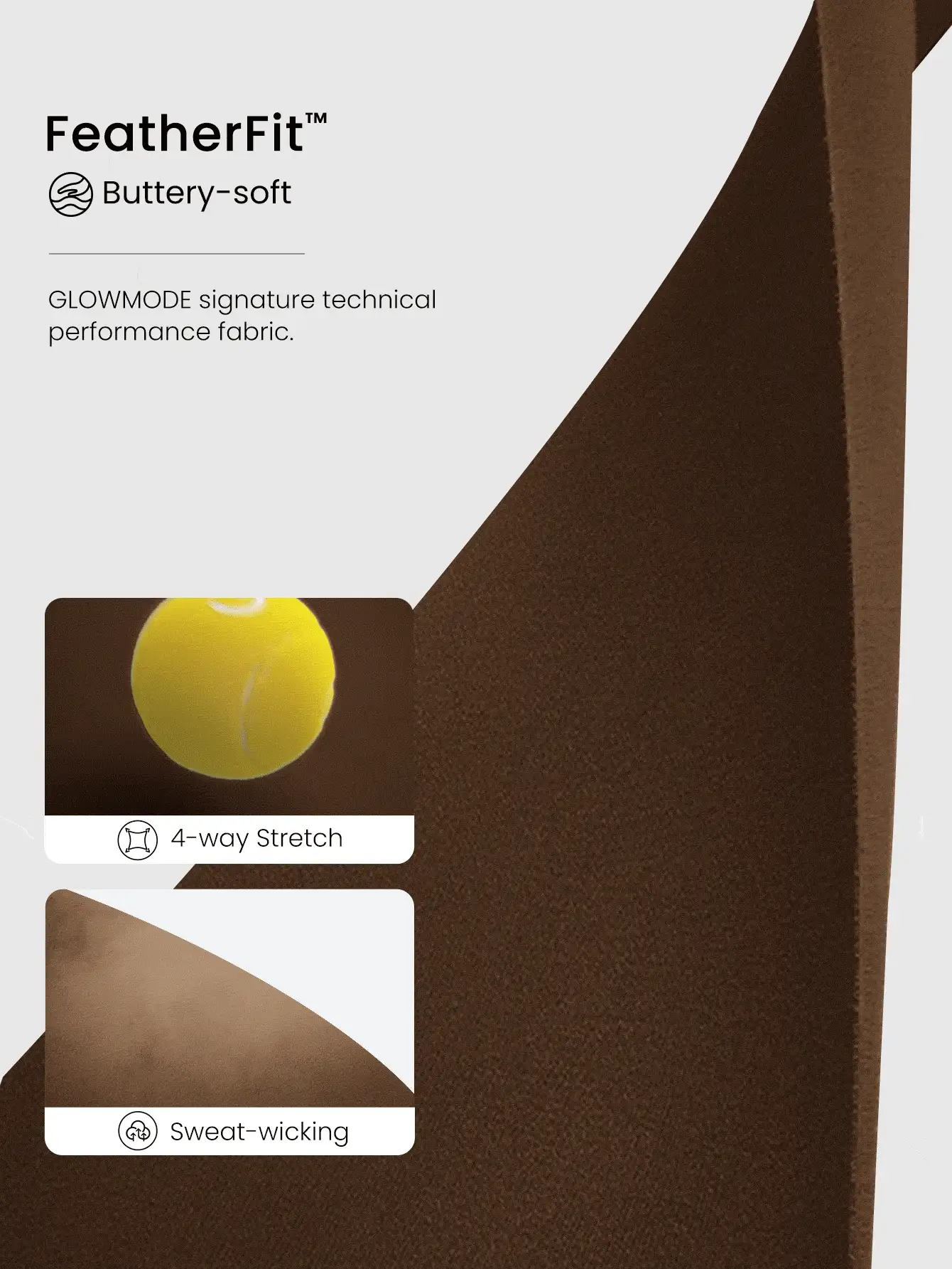 GLOWMODE 17" FeatherFit™ Peak Energy High-Waisted Side Pockets Sweat-Wicking Buttery-Soft Stretchy Leggings Low Impact Yoga Pilates Studio Gym Workout Daily Active Wear - Brown - View 4