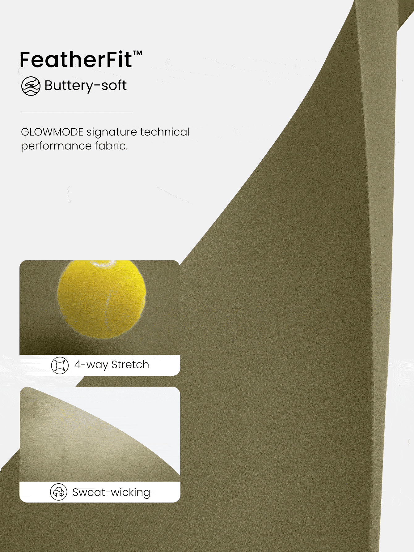 GLOWMODE 26英寸 FeatherFit™ 条纹腰边紧身裤，适合低强度瑜伽日常穿着 - 橄欖綠 - 查看 4