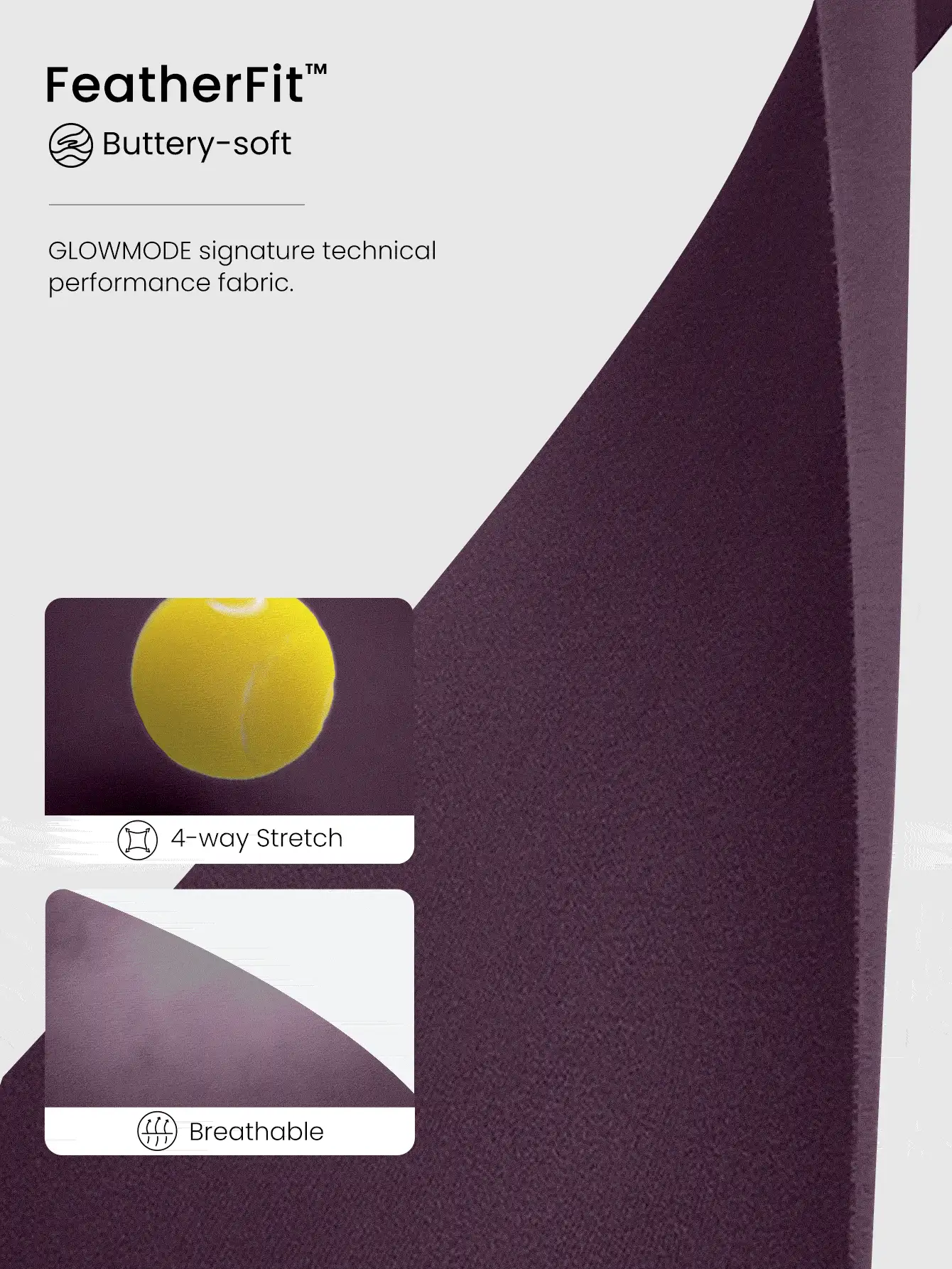 GLOWMODE FeatherFit™ See You Around 露背吊带运动文胸，轻度支撑，适合低强度瑜伽 - Bold Plum - 查看 4