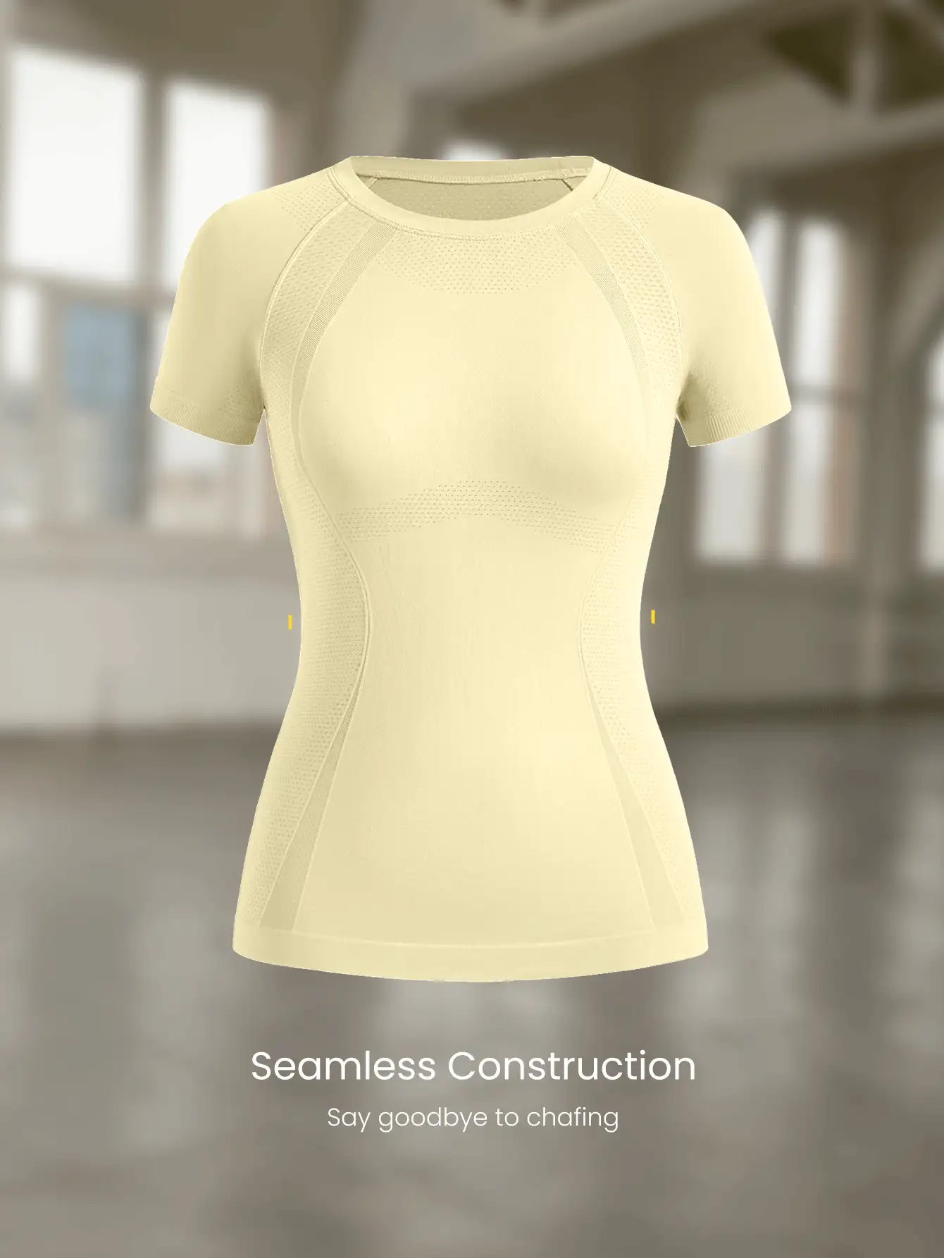 GLOWMODE Áo tập thể dục liền mạch, dáng ôm, tay ngắn, áo thun thể thao tập gym mùa hè - Màu vàng - Xem 6