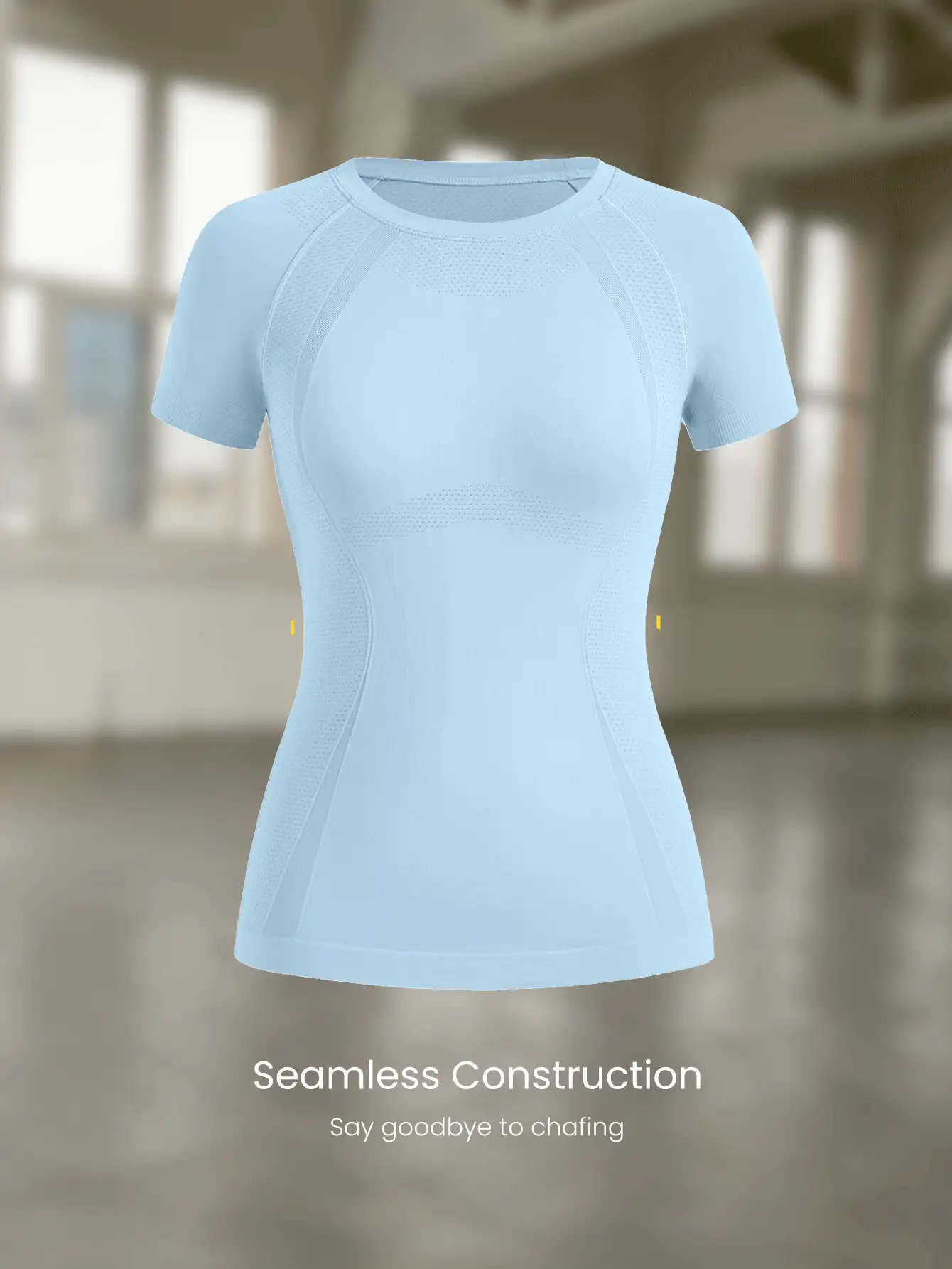 GLOWMODE Seamless Workout Shirt Slim Fit Short Sleeve Sports Tees Gym Athletic Tops Summer - Baby Blue - View 6