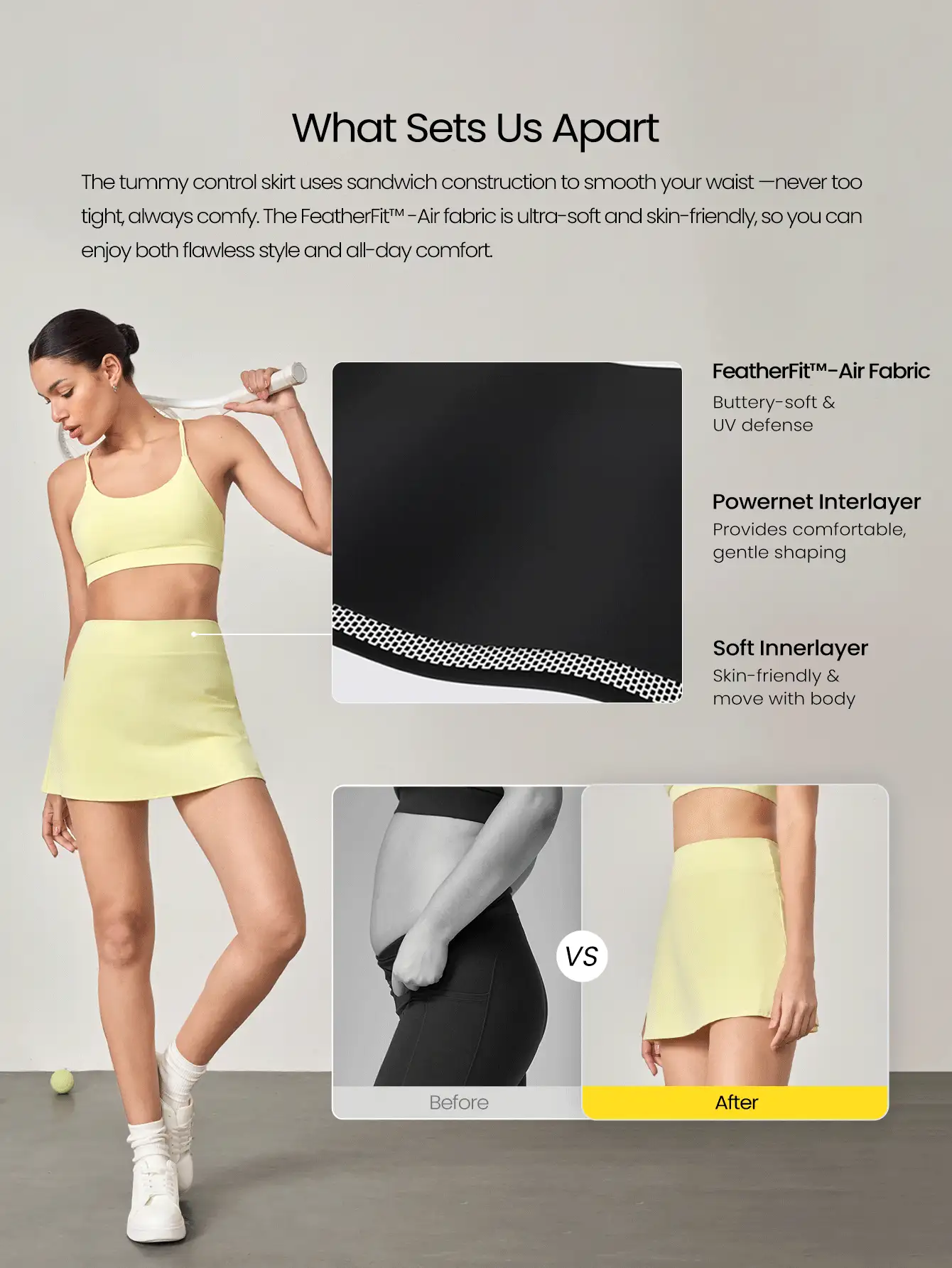 Falda de ejercicio con control de abdomen, cintura alta, forma de V y volantes, con pantalón corto incorporado, cómoda y elástica de 4.5" para tenis, golf y uso diario