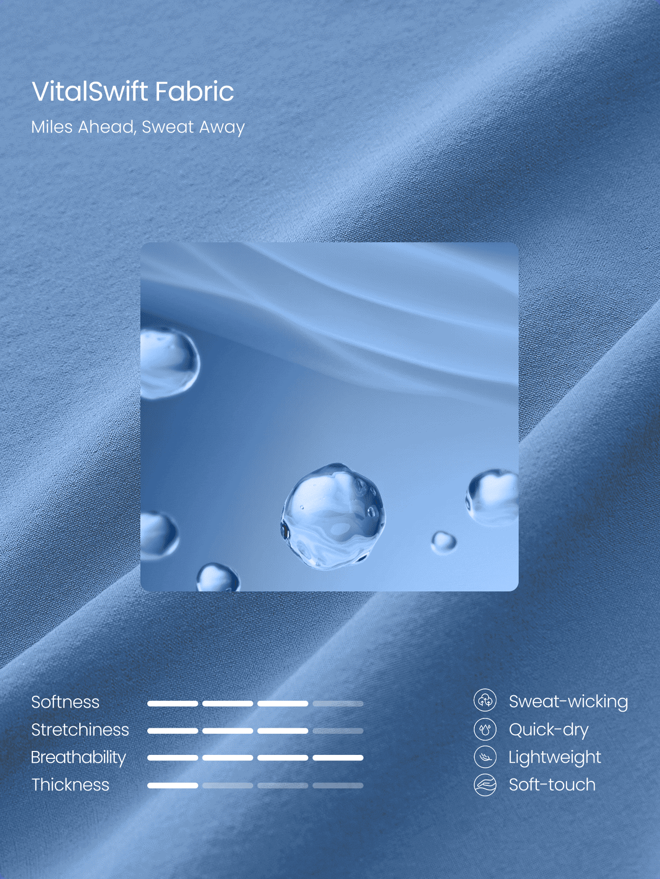 GLOWMODE 4.5英寸 VitalSwift 轻盈多层高腰短裤，内置内裤，可调节抽绳，日常休闲夏季速干吸湿排汗防臭 - 藍色 - 查看 5