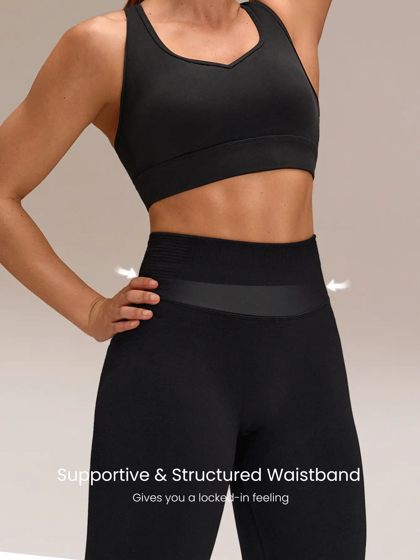 GLOWMODE Quần legging 24 inch siêu mềm mại, không đường may, cạp cao 3 mảnh, không xuyên thấu, nâng mông, thích hợp cho tập luyện cường độ trung bình, chạy bộ, tập gym. - màu đen - Xem 6