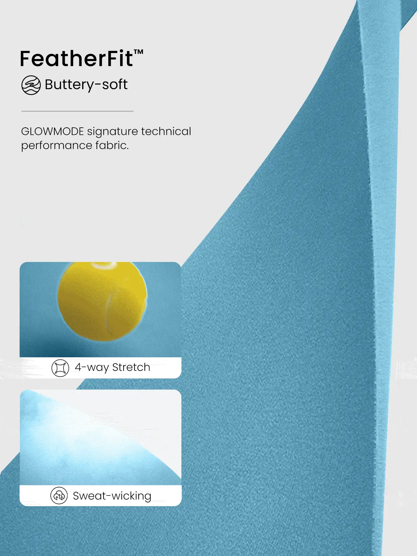 GLOWMODE Quần short FeatherFit™ Sunrise Stretch siêu cạp thấp, co giãn, có dây rút, chống trượt, rộng 2,5 inch, thích hợp cho yoga, pilates, tập luyện và mặc hàng ngày. - Màu xanh nhạt - Xem 6