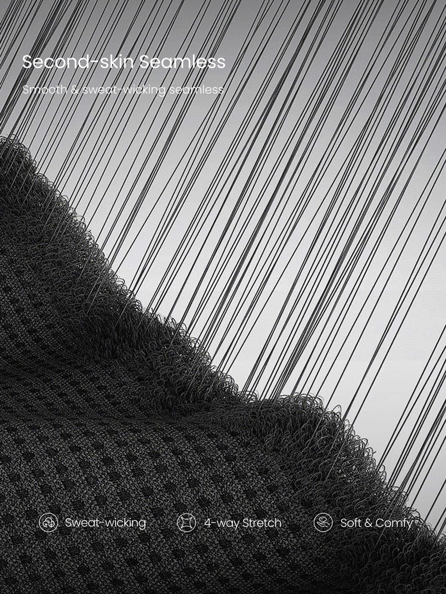 GLOWMODE 24英寸超细柔软无缝高腰紧身裤，吸汗速干，训练跑步健身运动服 - Dark Blue - 查看 5