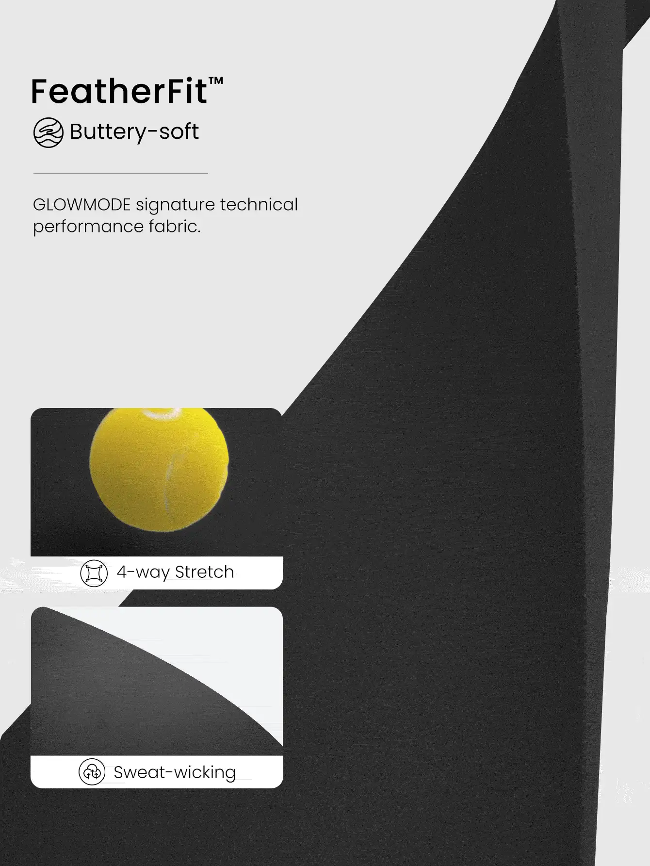 GLOWMODE Quần short FeatherFit™ Sunrise Stretch siêu cạp thấp, co giãn, có dây rút, chống trượt, rộng 2,5 inch, thích hợp cho yoga, pilates, tập luyện và mặc hàng ngày. - màu đen - Xem 6