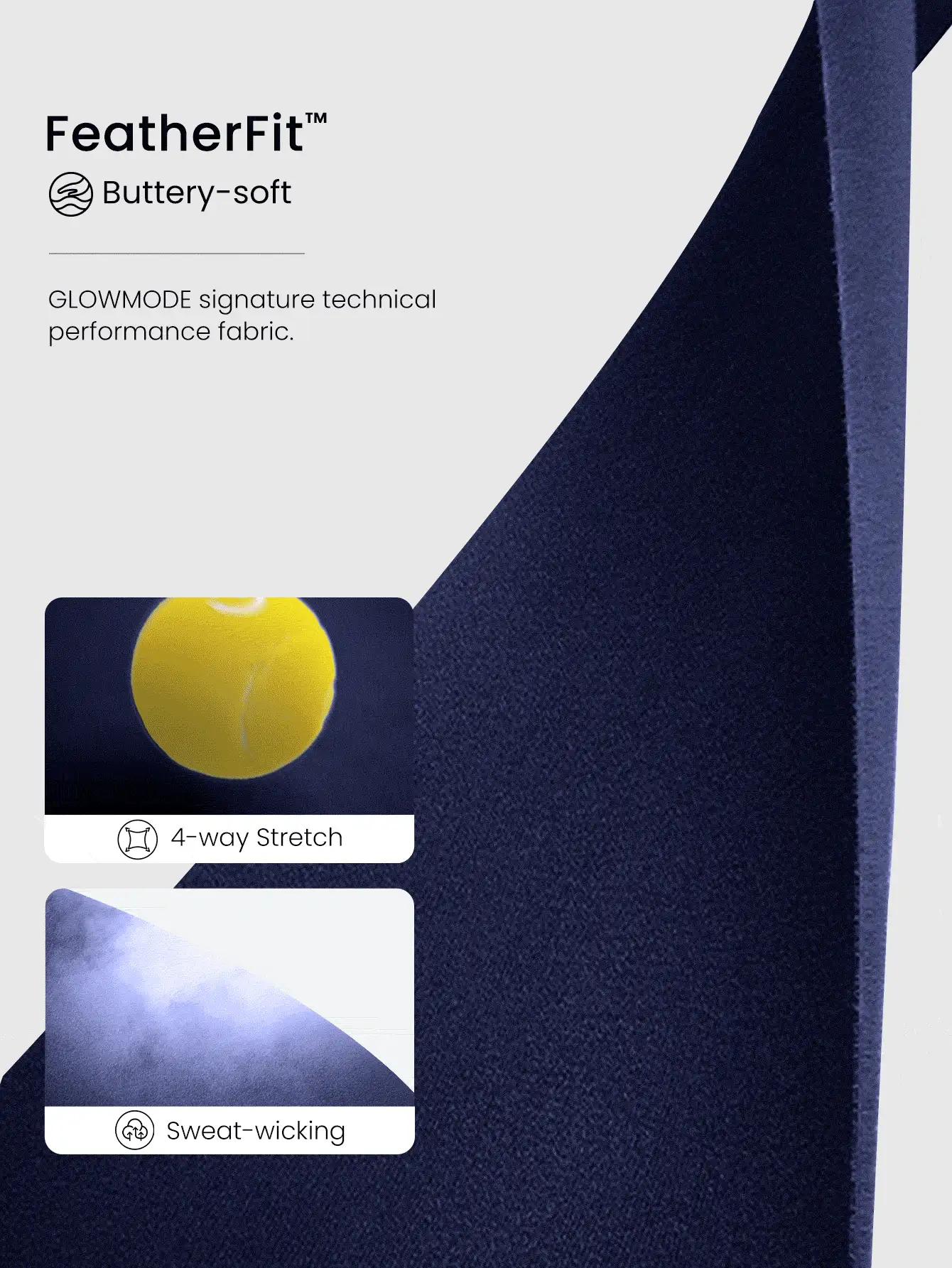 GLOWMODE 24英寸 FeatherFit™ Sail On 柔软吸汗罗纹拼接提臀紧身裤，瑜伽普拉提工作室日常运动服 - Dark Blue - 查看 6