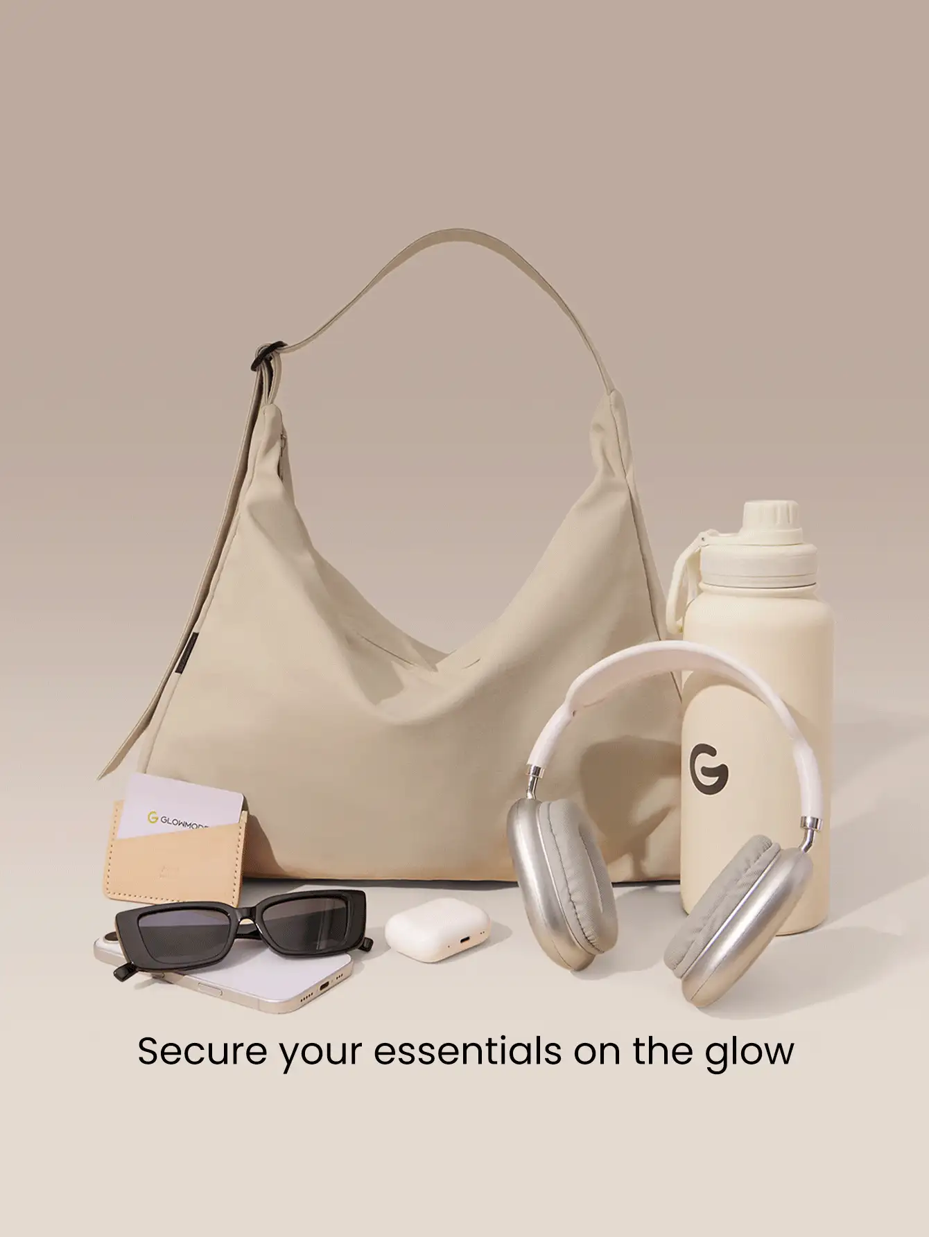 GLOWMODE Túi đeo vai 17L không điều chỉnh được, chất liệu có vân, chống thấm nước, thích hợp cho mùa Thu Đông. - Màu trắng - Xem 3