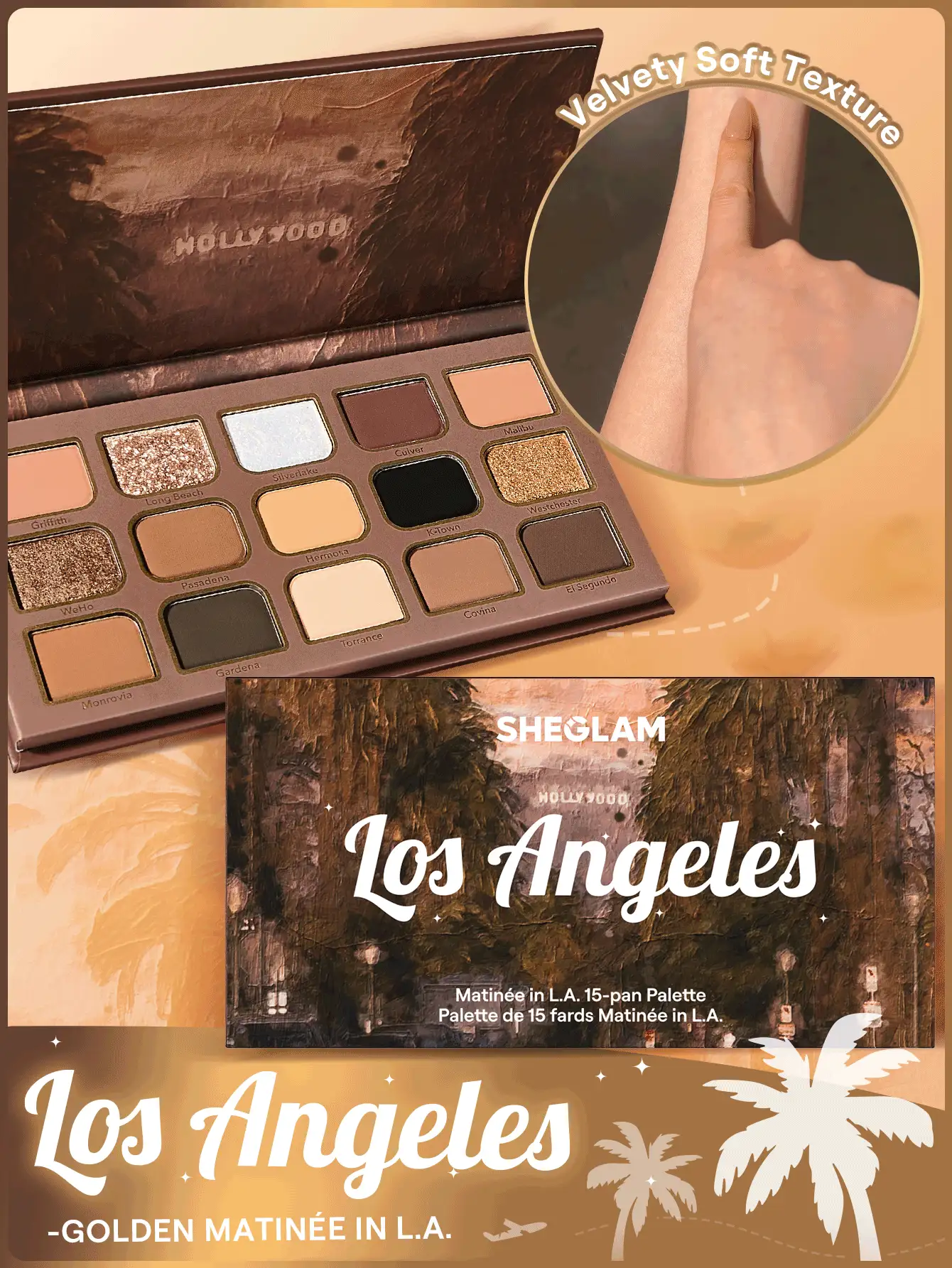SHEGLAM MatinéE In L.A. 15-Pan Palette Brand Beauty Makeup Face Paint Cosmetic For Women Girls Perfect For Spring Summer Ideal For Y2K Fancy Fashion Suitable For Birthday Mother'S Day Gift Rave Party Ready Best Color - Matinée in L.A. - View 2
