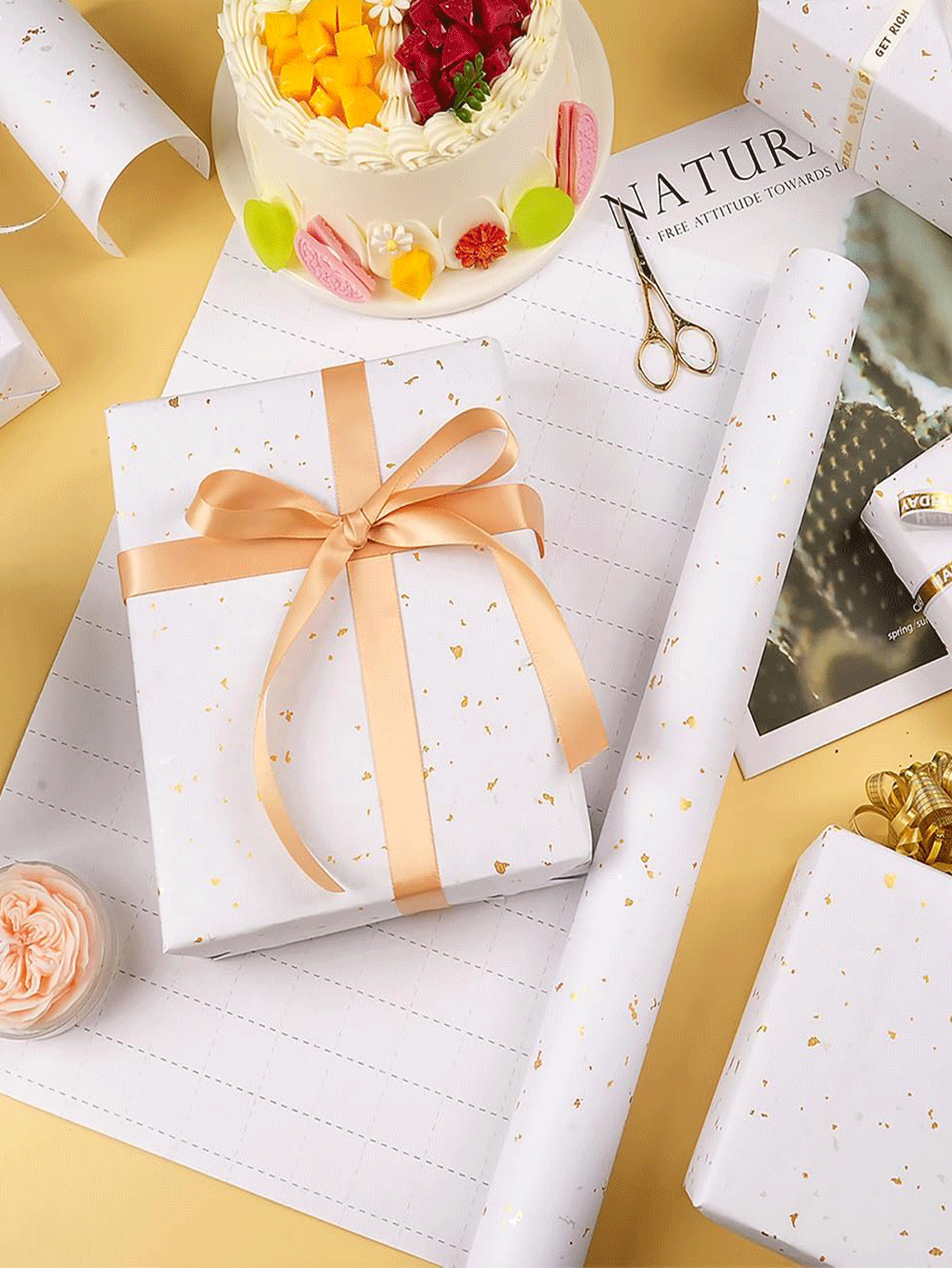 1 cuộn giấy gói màu trắng, giấy gói mờ ánh kim, giấy màu trơn, giấy gói quà, hoàn hảo cho đám cưới, Ngày Valentine, sinh nhật, Giáng sinh, bó hoa tự làm, giấy gói quà Giáng sinh có họa tiết ánh kim, phụ kiện trang trí Giáng sinh tự làm, giấy màu trơn, giấy gói mờ. - Nhiều màu - Xem 7