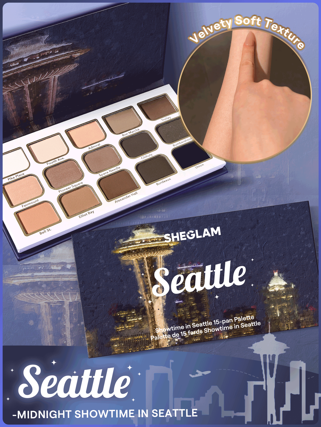 Showtime In Seattle 15-Pan Palette Brand Beauty Makeup Face Paint Cosmetic For Women Girls Perfect For Spring Summer Ideal For Y2K Fancy Fashion Suitable For Birthday Mother'S Day Gift Rave Party Ready Best Color - Showtime in Seattle - View 2