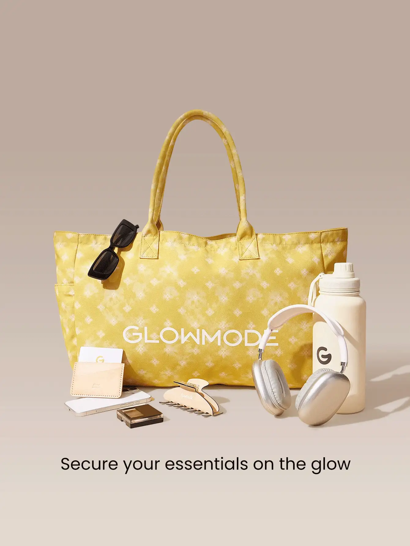 GLOWMODE Big Glow 27升侧袋大容量帆布手提包,适合健身房、工作室、旅行、度假、日常活动穿着 - Butter Yellow - 查看 4