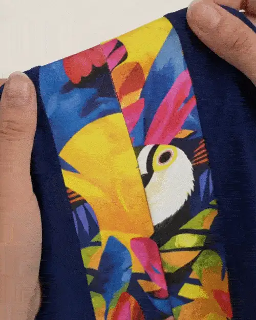 Graphic Print Round Neck Backless Fitted Summer Sporty T-Shirt - Navy Blue - View 6