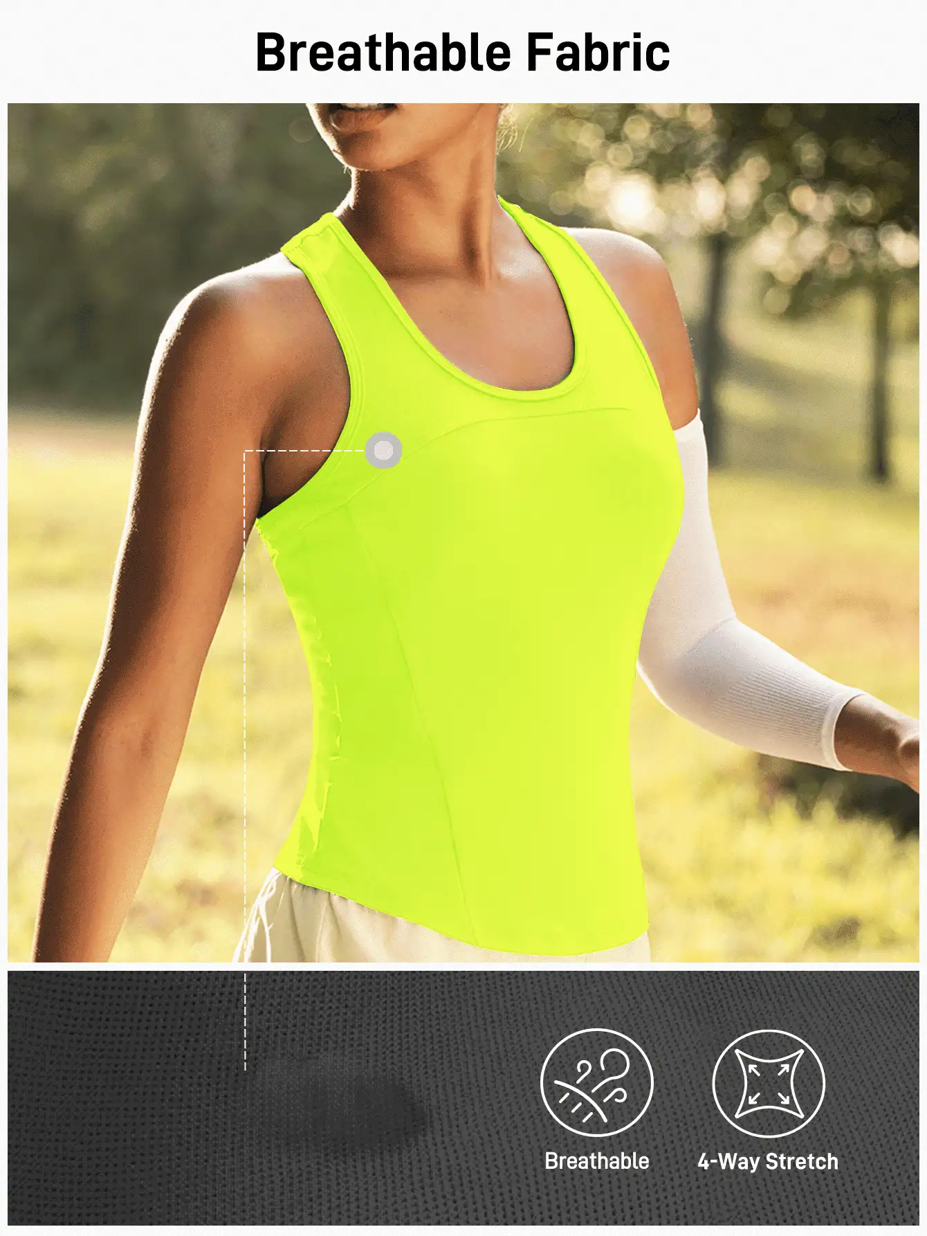 In My Nature Casual Versatile Black Mesh Patchwork Reflective Ombre Polka Dot Print Sleeveless Outdoor Sports Tank Top - Green - View 2