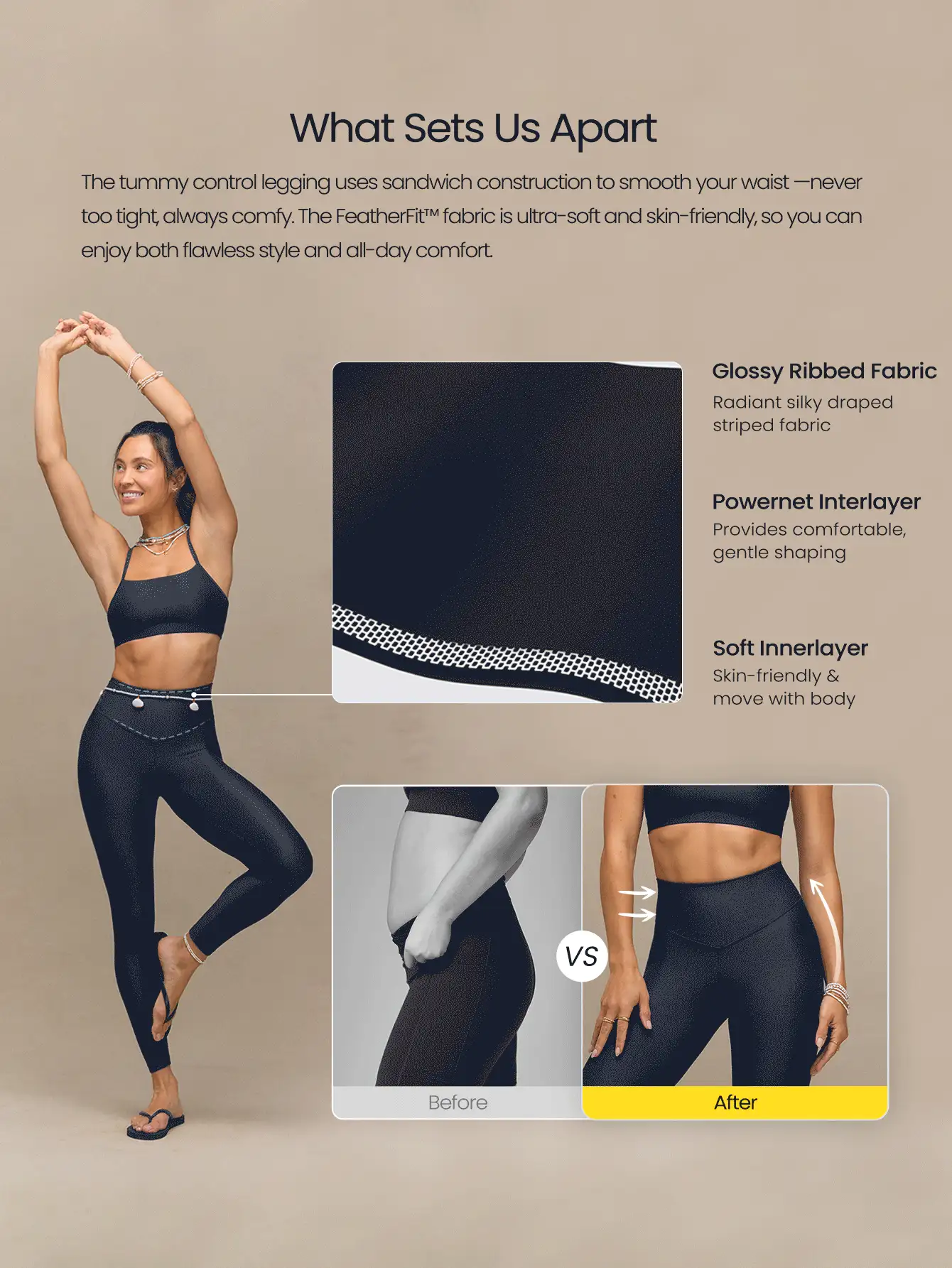 24" GlossFit Shiny High-Rise Leggings With Back Waist Pocket Flap Secure Phone Storage Mesh Sandwich Waistband Anti-Slip Structure Yoga Pilates Daily Wear