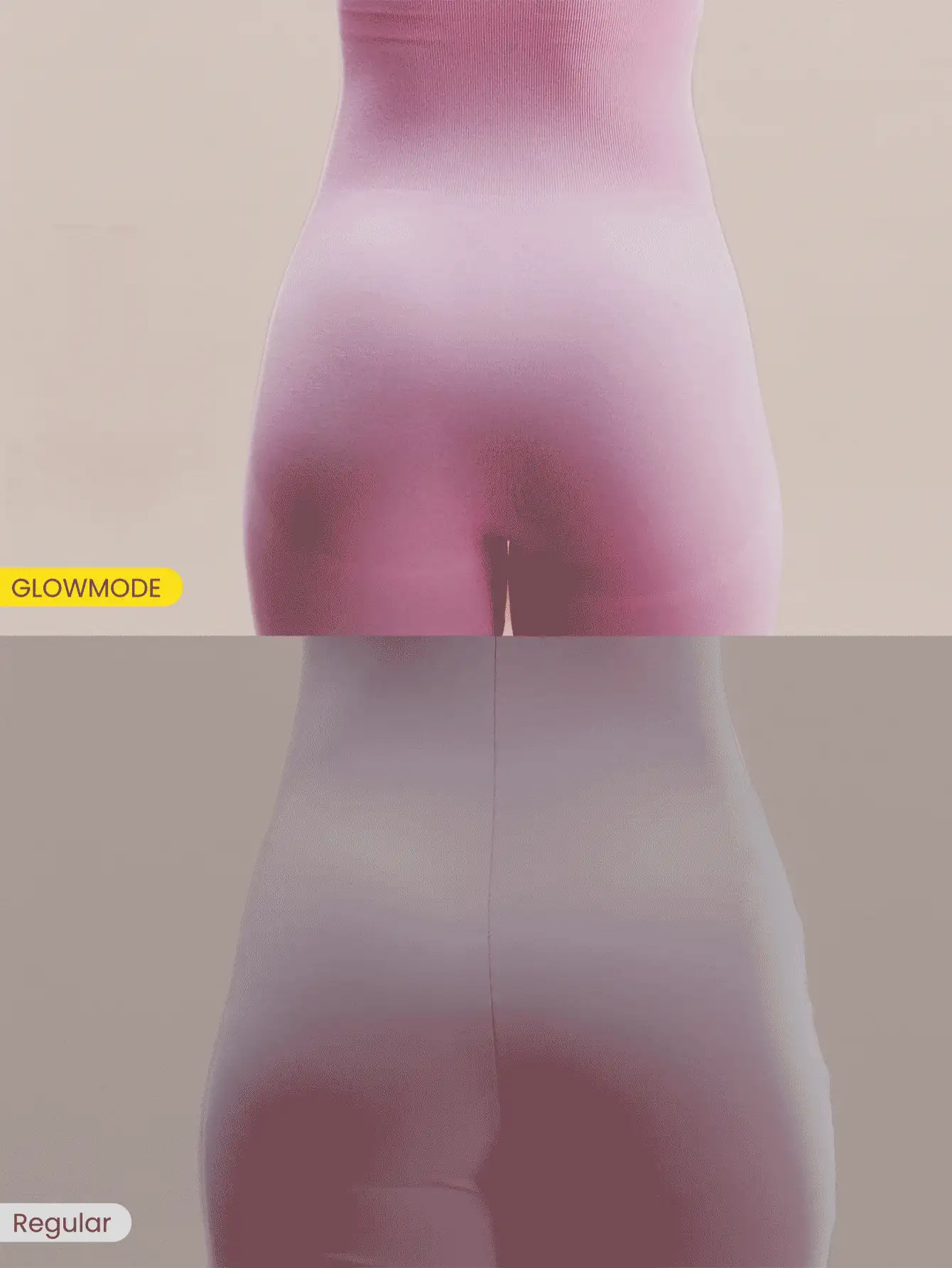 GLOWMODE 24" Ultrafine Soft Seamless Glow Ahead Ribbed Waist Removable Cups Sweetheart Neckline Bodysuit Medium Impact Training Running Workout Gym Wear - Pink - View 3