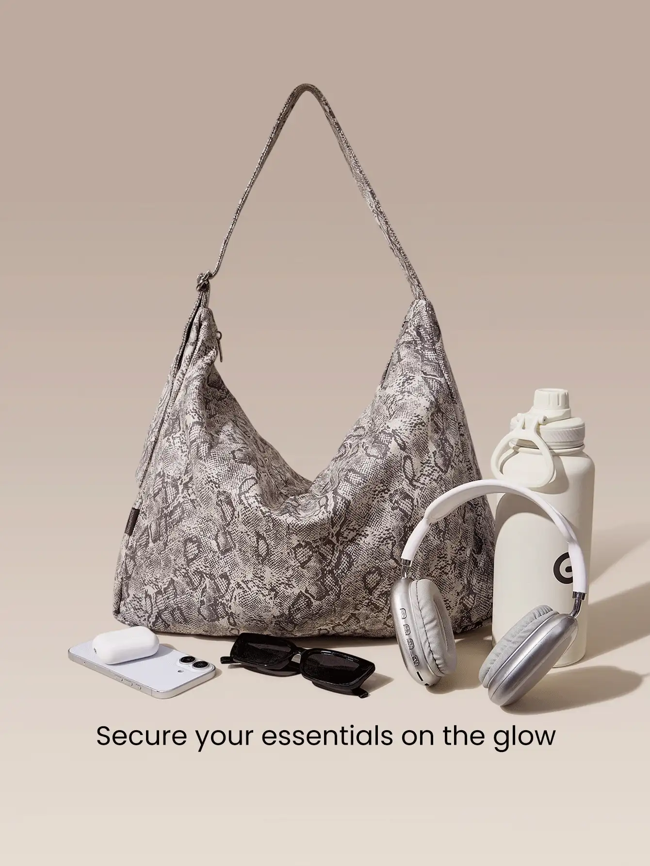 GLOWMODE 17L Unadjustable Textured Water-Resistant Shoulder Bag Fall Winter - snake pattern - View 3