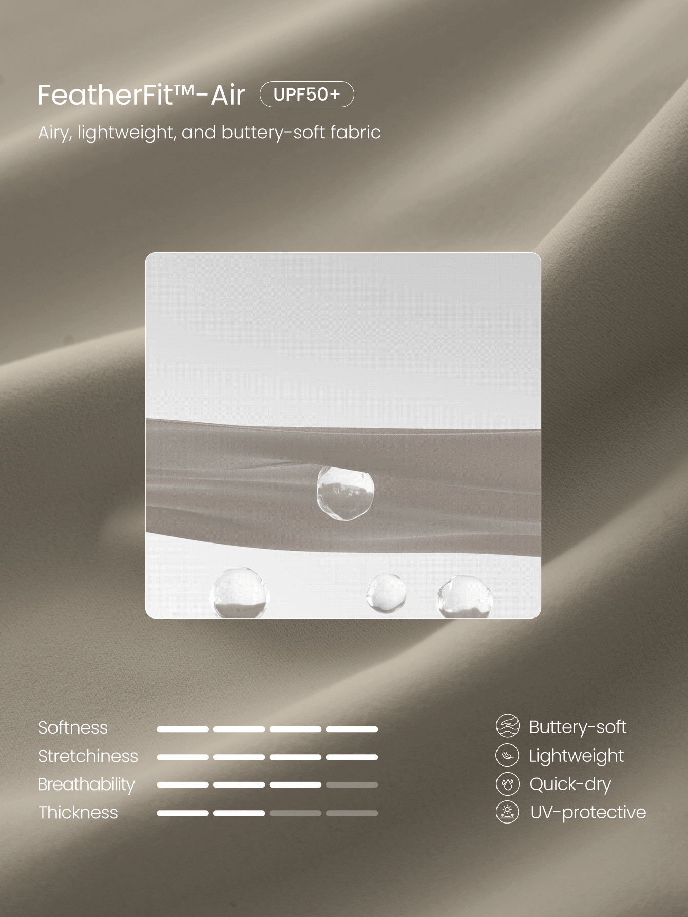 GLOWMODE 4.3英寸 FeatherFit™-Air 轻盈吸汗弹力无衬垫连体衣，带隐形后拉链和防滑下摆，适合瑜伽、普拉提、日常运动穿着 - 卡其色 - 查看 6