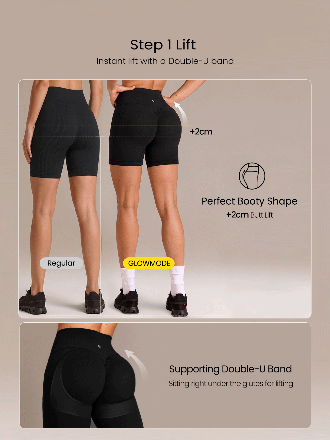 GLOWMODE Quần short tập gym 4.3" FeatherFit™-Sculpt nén định hình nâng mông, kiểm soát bụng, đường may tạo dáng, có túi hai bên, hỗ trợ vận động cường độ trung bình cho chạy bộ, tập luyện và fitness - màu đen - Xem 3
