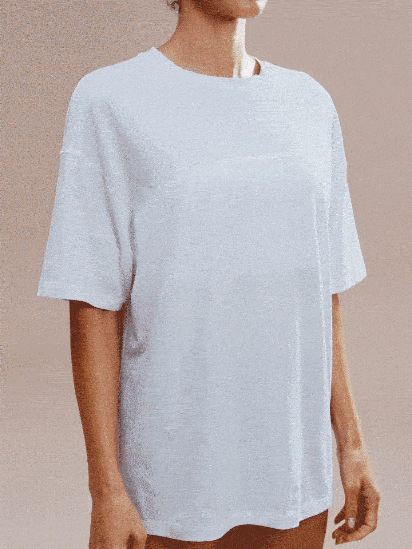 GLOWMODE Áo thun dáng rộng chất liệu cotton Pima siêu mềm mại, thoáng khí, chống nước bắn, in logo nổi, thích hợp mặc hàng ngày vào mùa hè. - Màu Hồng baby - Xem 2