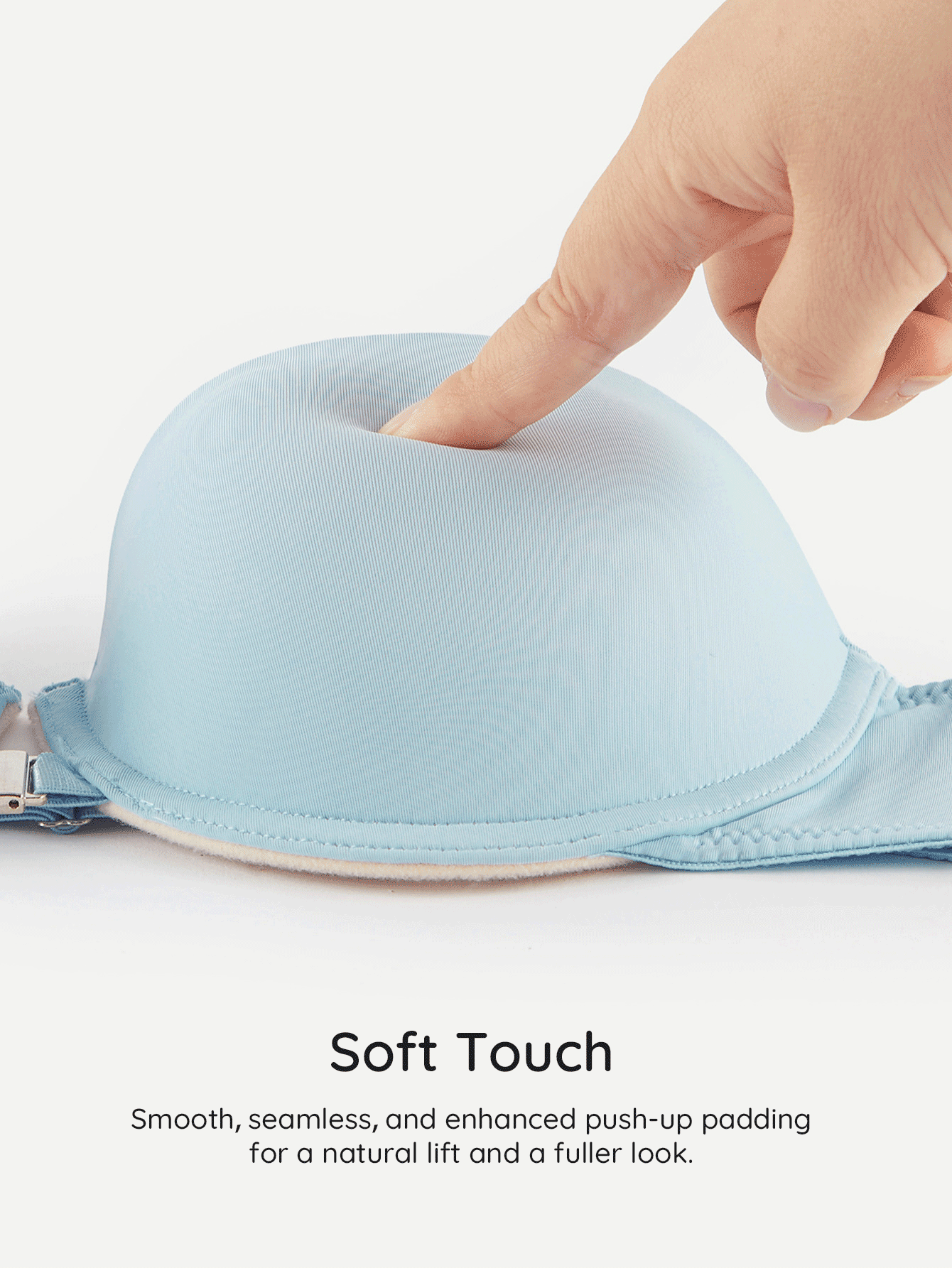 Bralution Bra Tanpa Tali dengan Penutup Depan 1/2 Cup, Warna Aprikot, untuk Pernikahan - Baby Blue - View 10